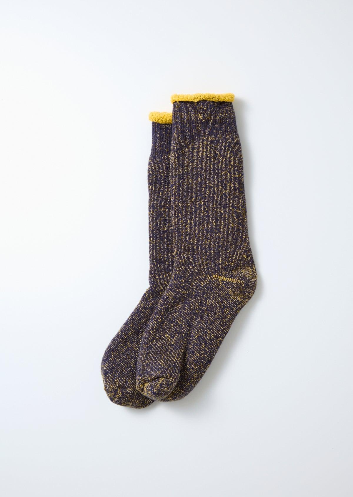 R1612 Reversible Pile Socks - Navy/Yellow