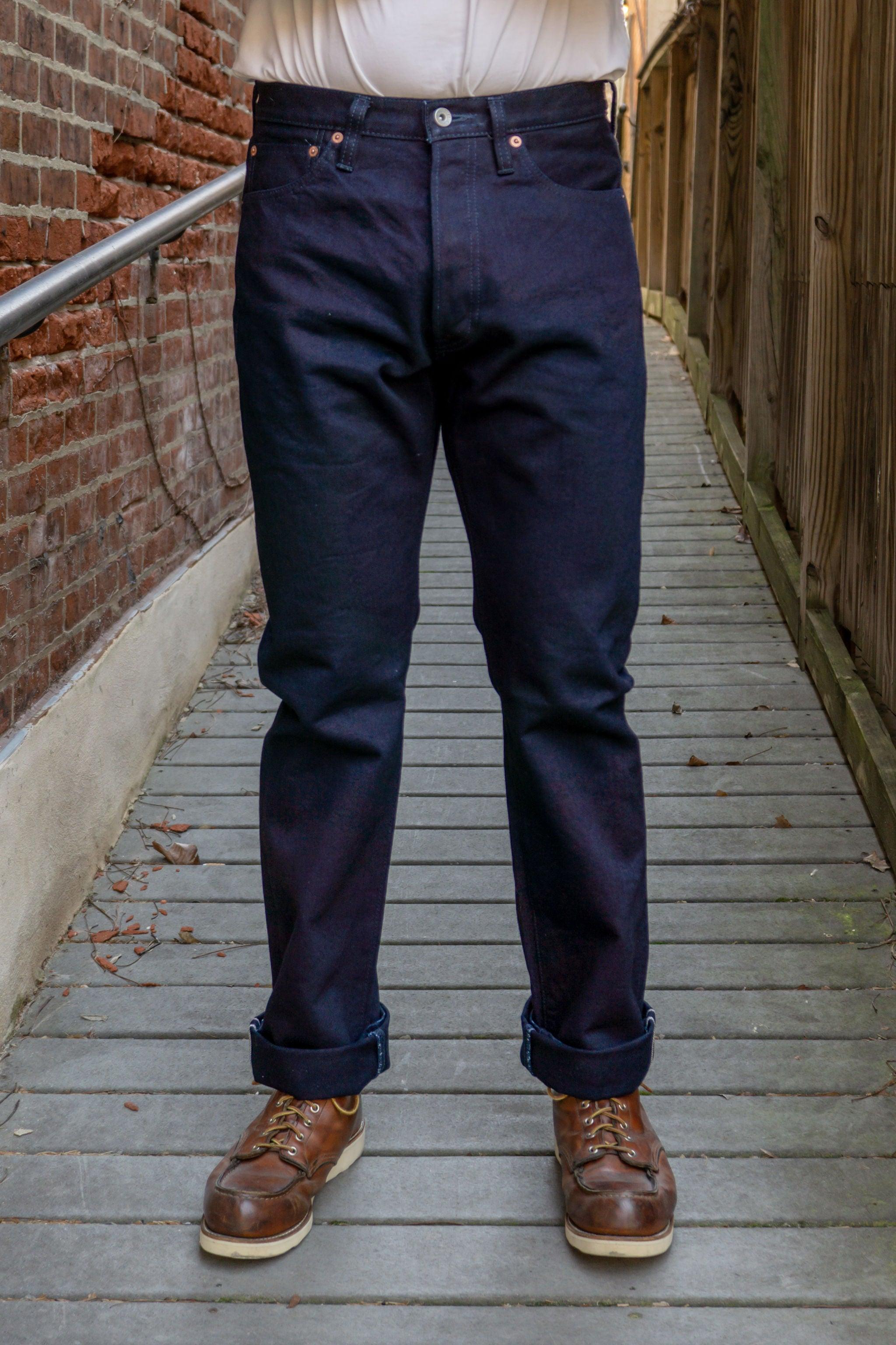 IH-888S-142ii 14oz Selvedge Denim Mid/High Rise Tapered Cut Jeans - Indigo/Indigo