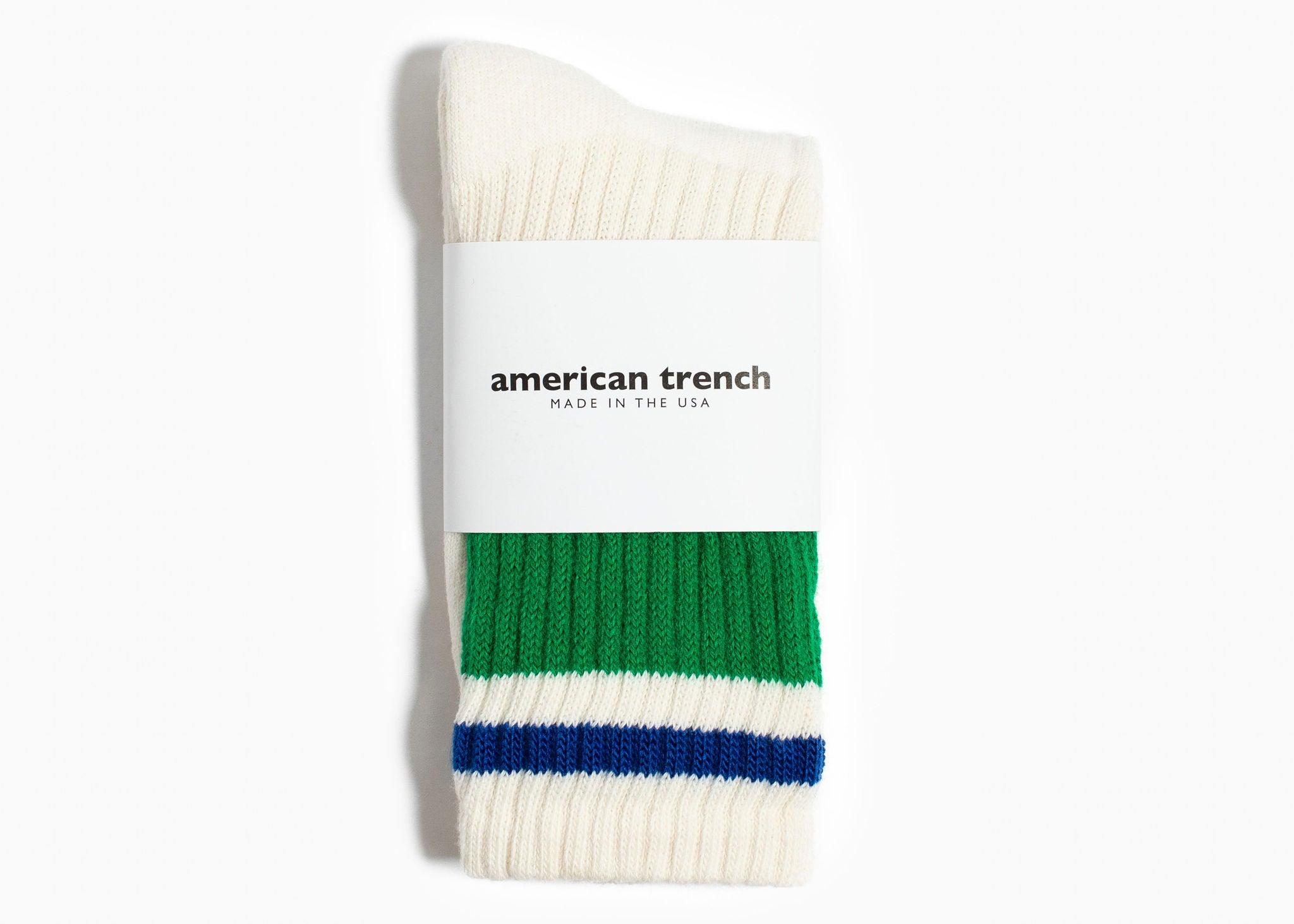 American Trench Retro Stripe Sock – Kelly Green / Royal
