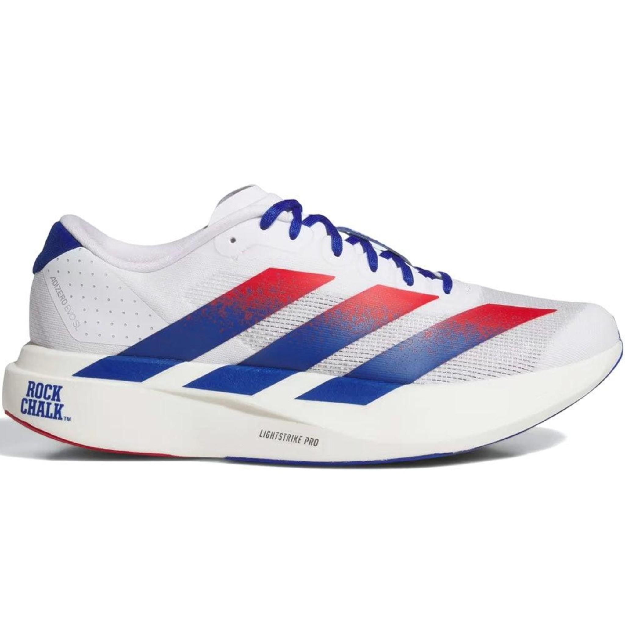 Ncaa x White Kansas Jayhawks Adizero EVO SL Shoes 'Cloud White / Collegiate Royal / Team Power Red'