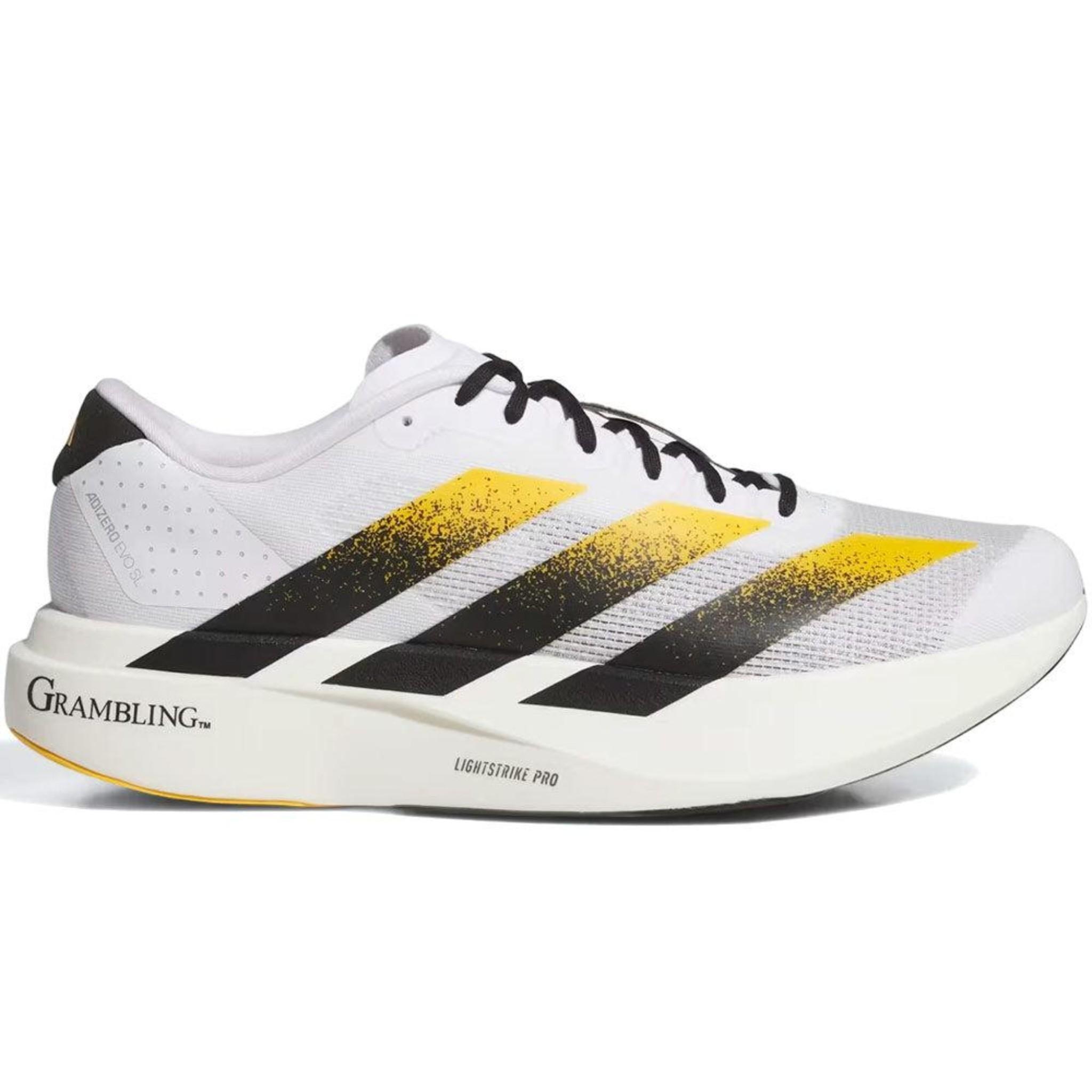 Ncaa x White Grambling ST Tigers Adizero EVO SL Shoes 'Cloud White / Core Black / Team Colleg Gold'
