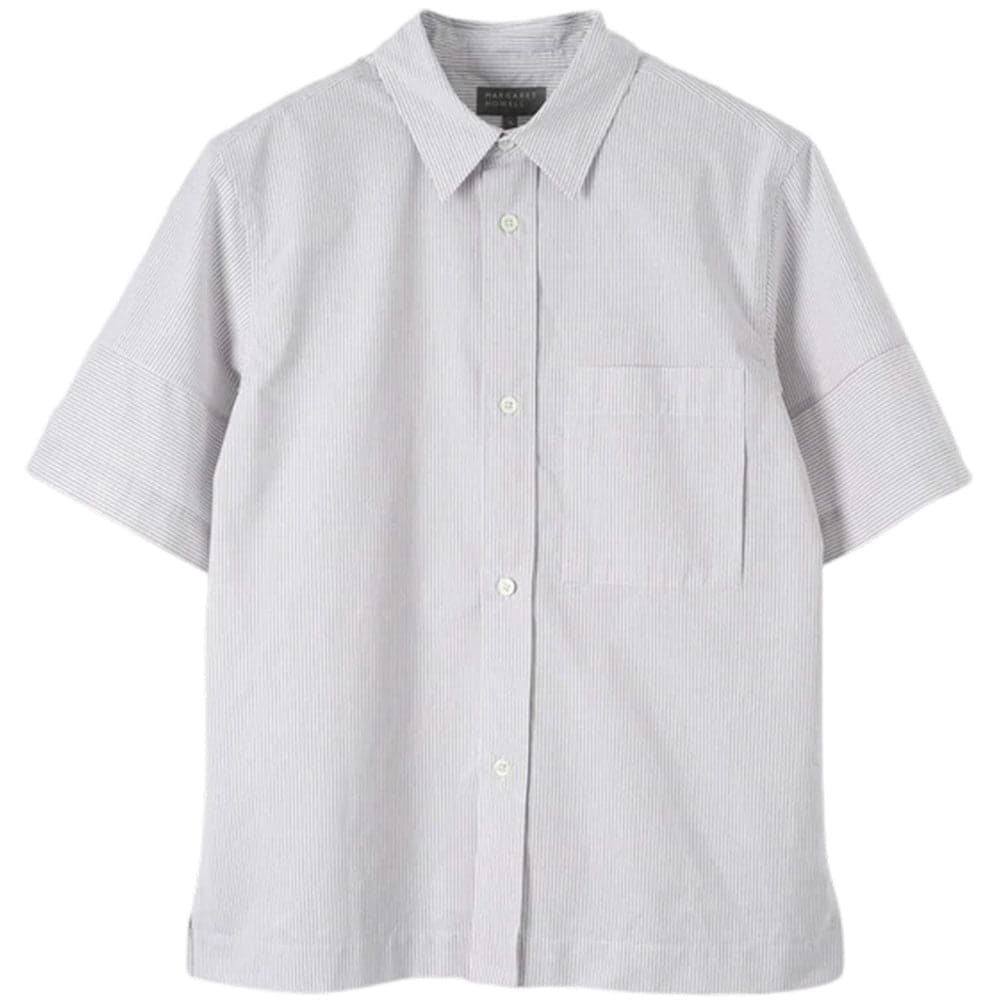 Sleeve Band Shirt Shadow Stripe Cotton White / Grey
