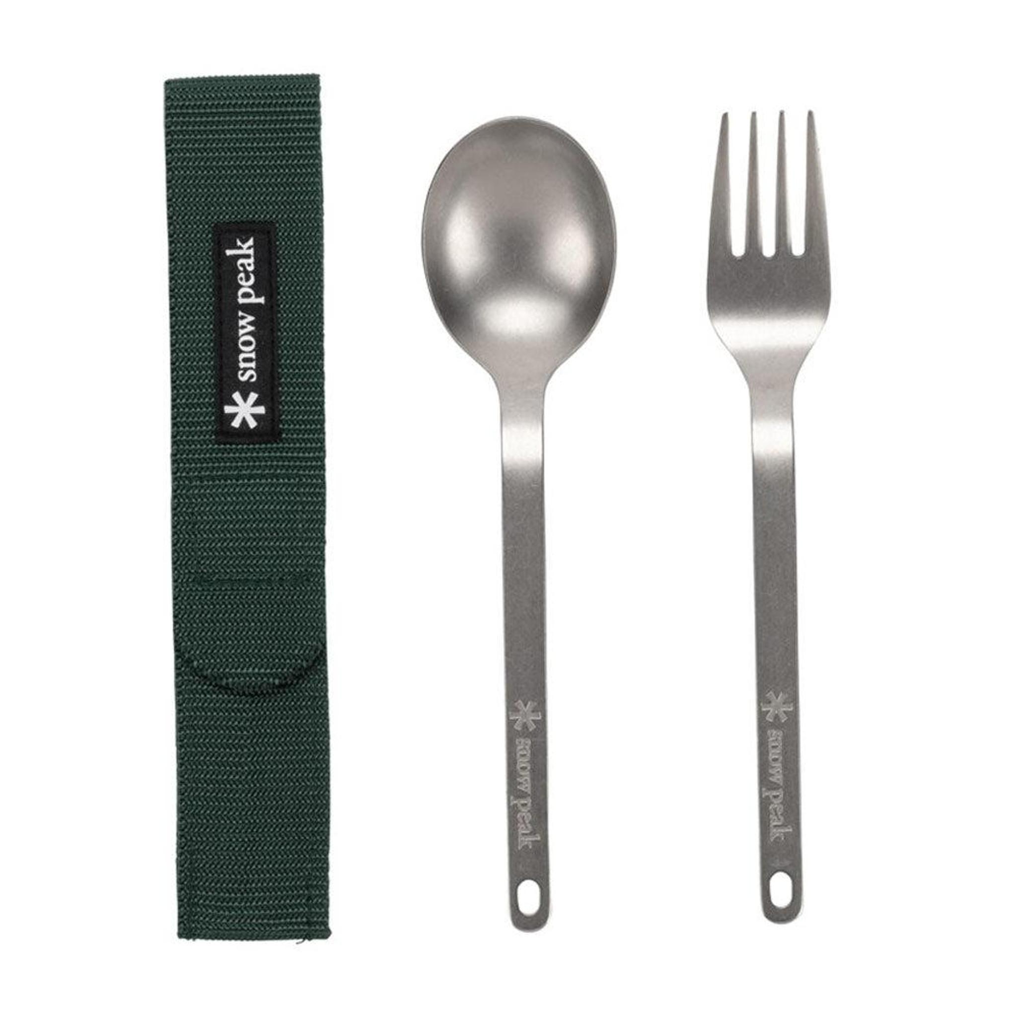 Titanium Fork & Spoon Set - Silver