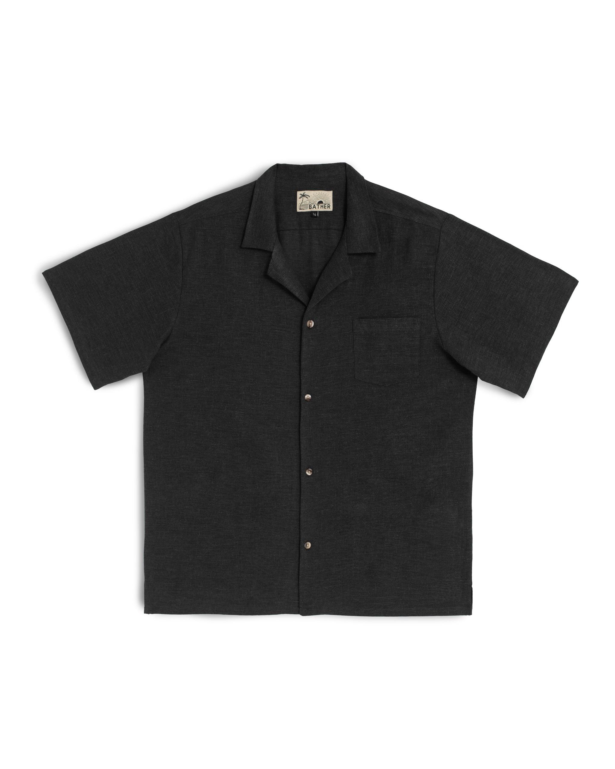 Black Linen Camp Shirt