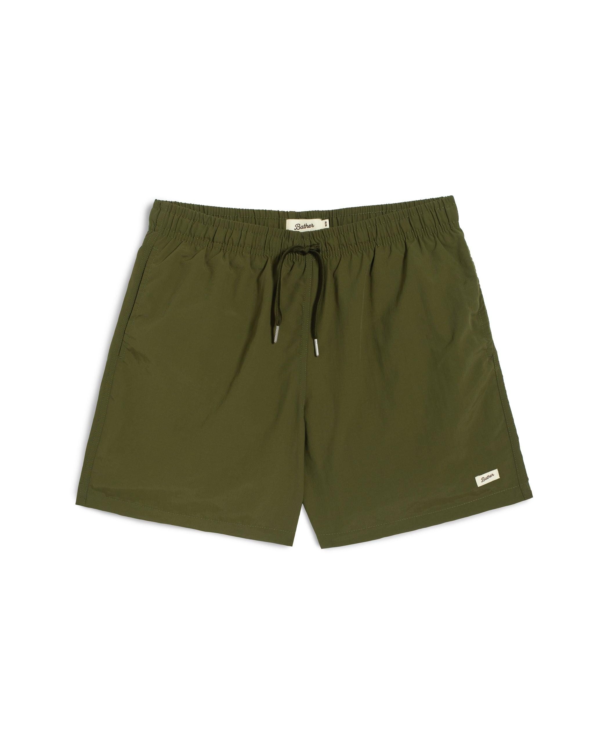 Solid Olive Swim Trunk