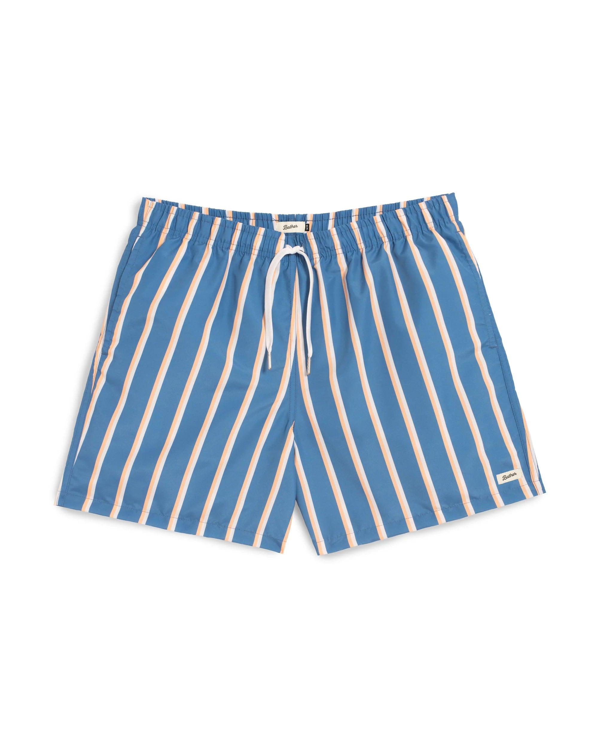 Yellow & White Fine Stripe Swim Trunk