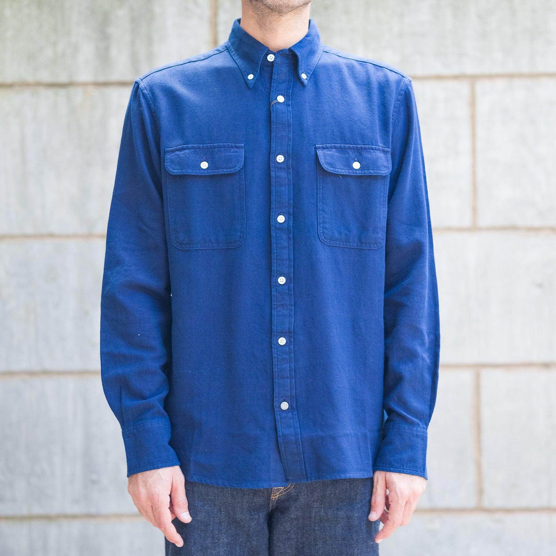 No128 Twin Flap Two Ply Oxford Shirt in Navy