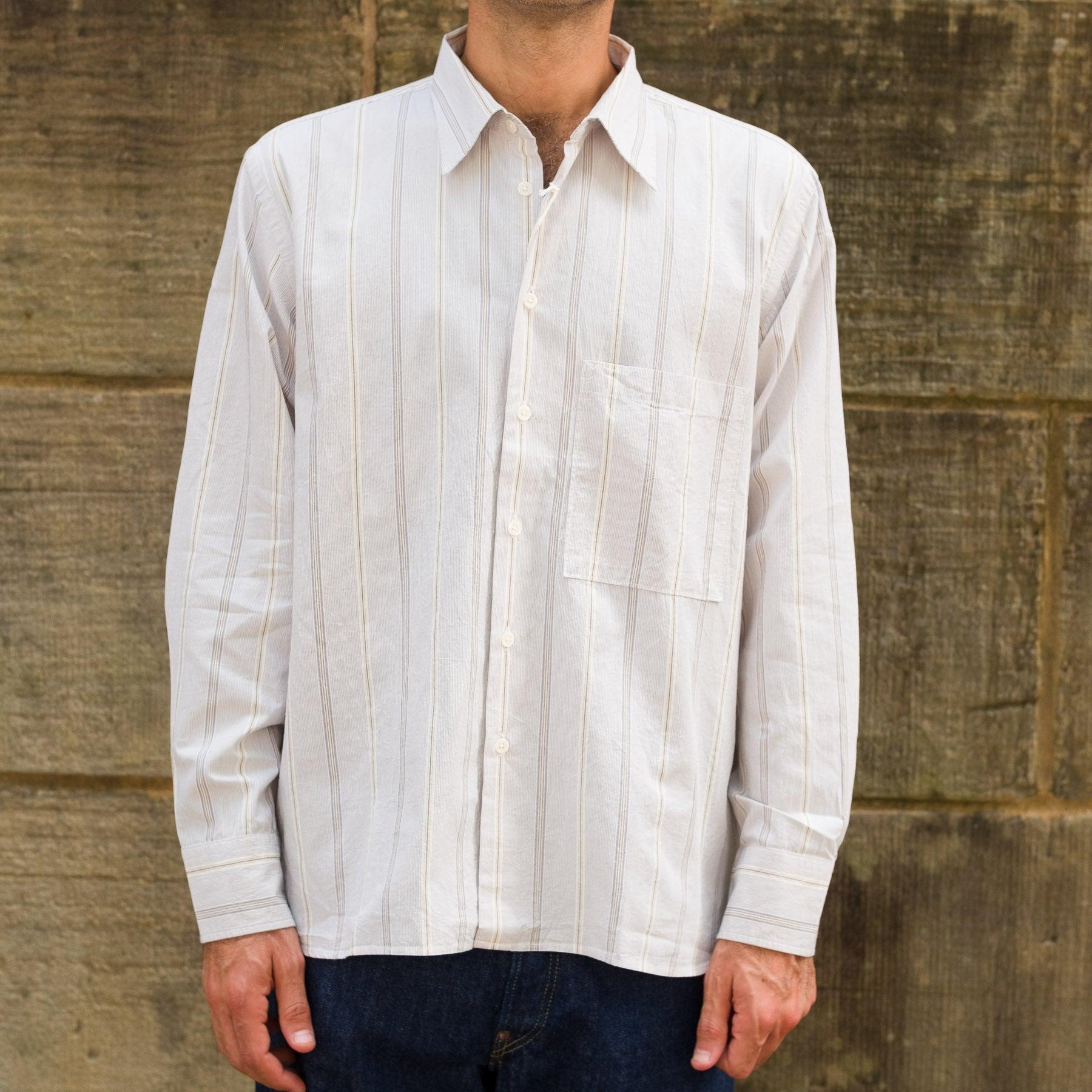 Square Pocket Shirt in Dove Monk Stripe