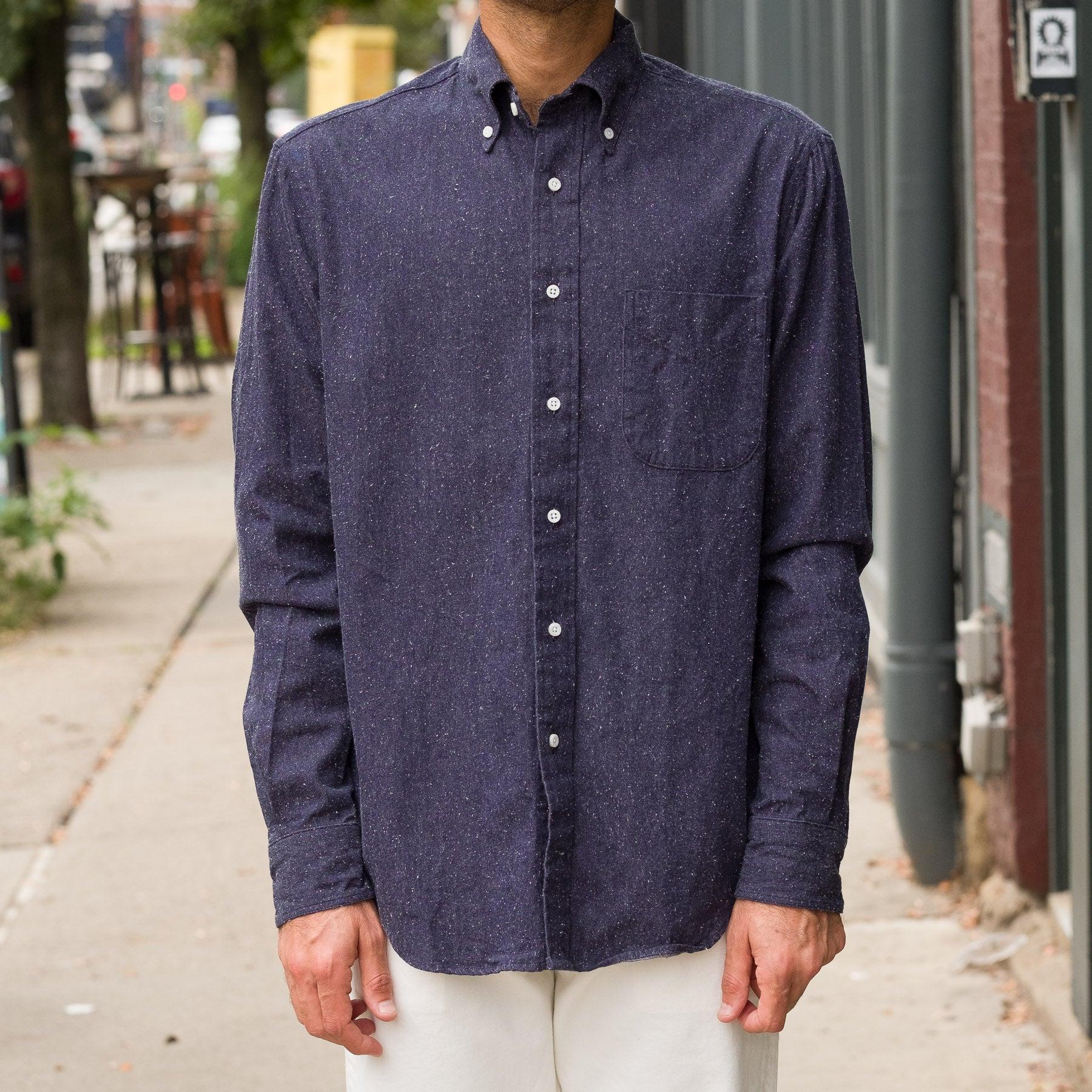 Japanese Silk Denim Buttondown in Indigo