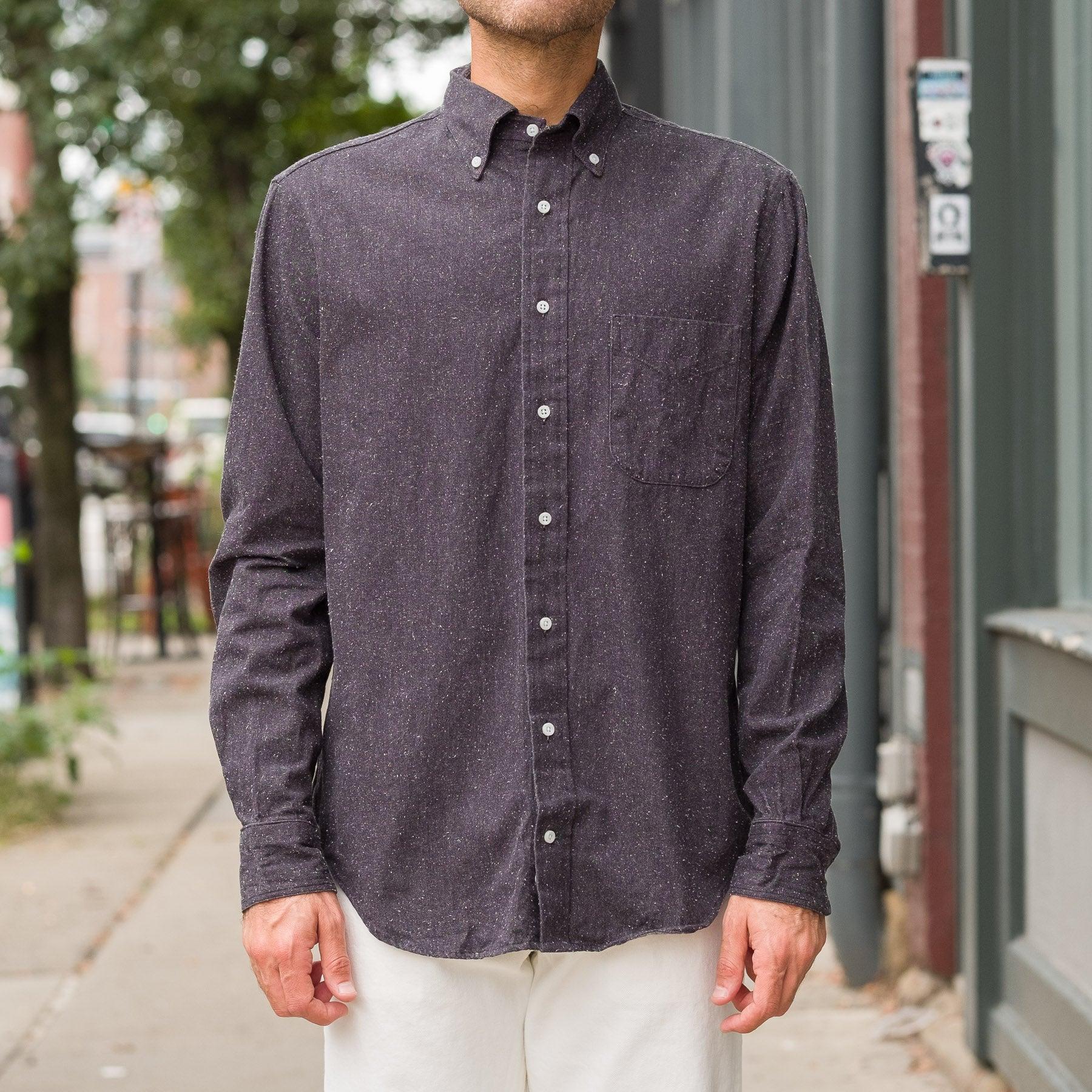 Japanese Silk Denim Buttondown in Black