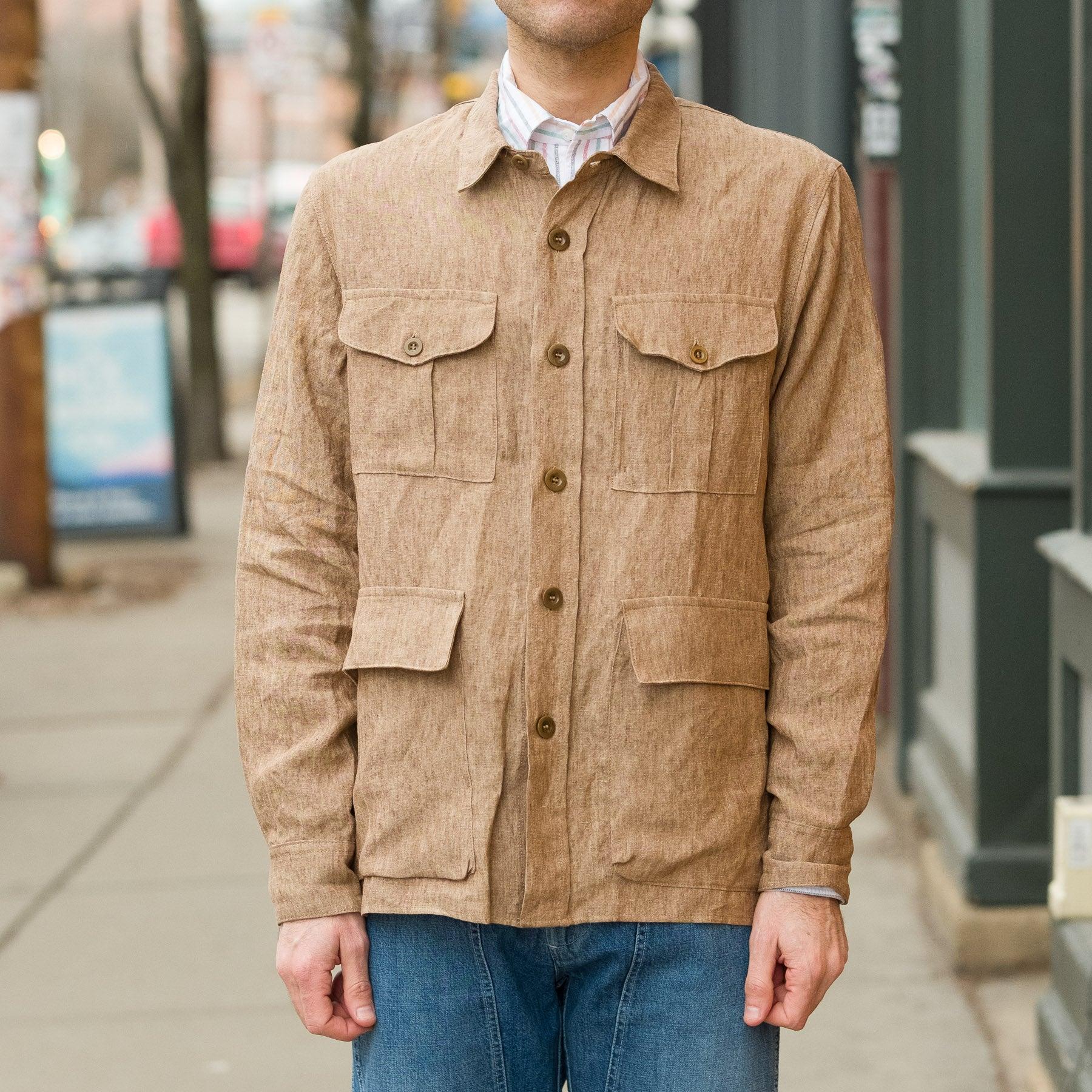 Ellis Linen Field Jacket in Beige