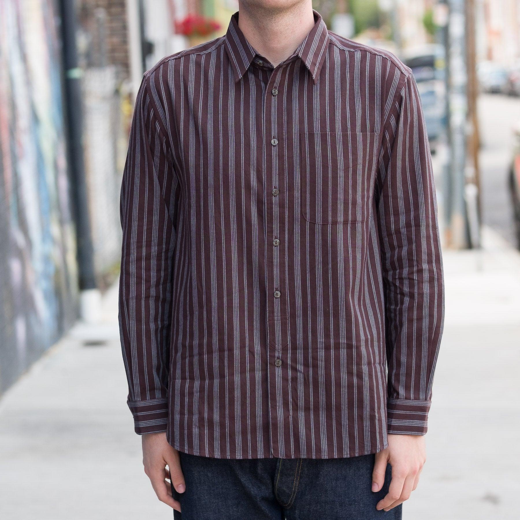 Brook Shirt in Plum / Indigo Stripe