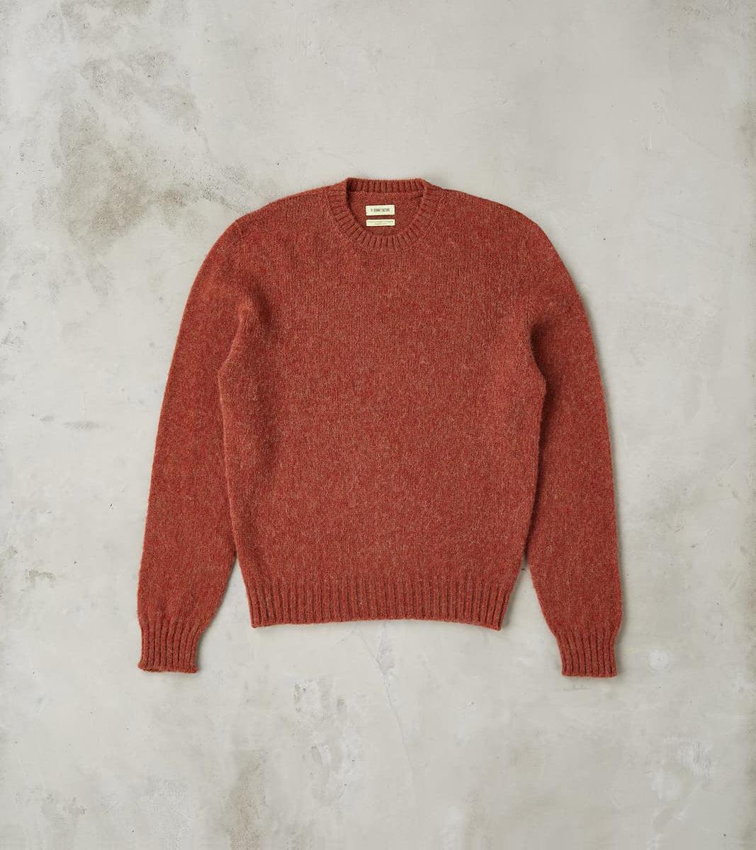 Italian Brushed Wool Shaggy Sheep Crewneck Jumper - Heathered Paprika