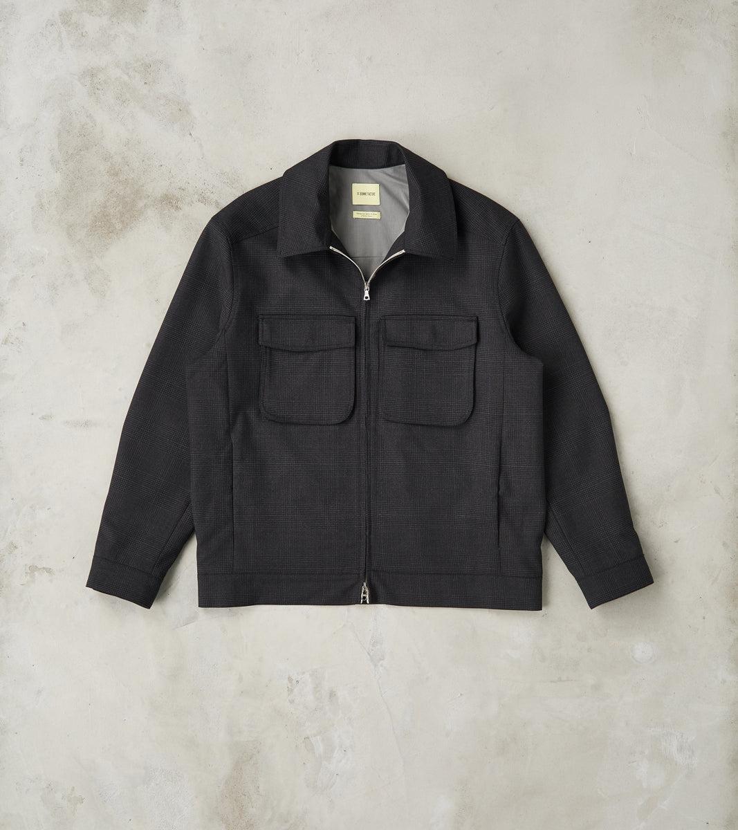 Italian Cold Wool Cloth Student Jacket - Anthracite Prince Of Wales Check
