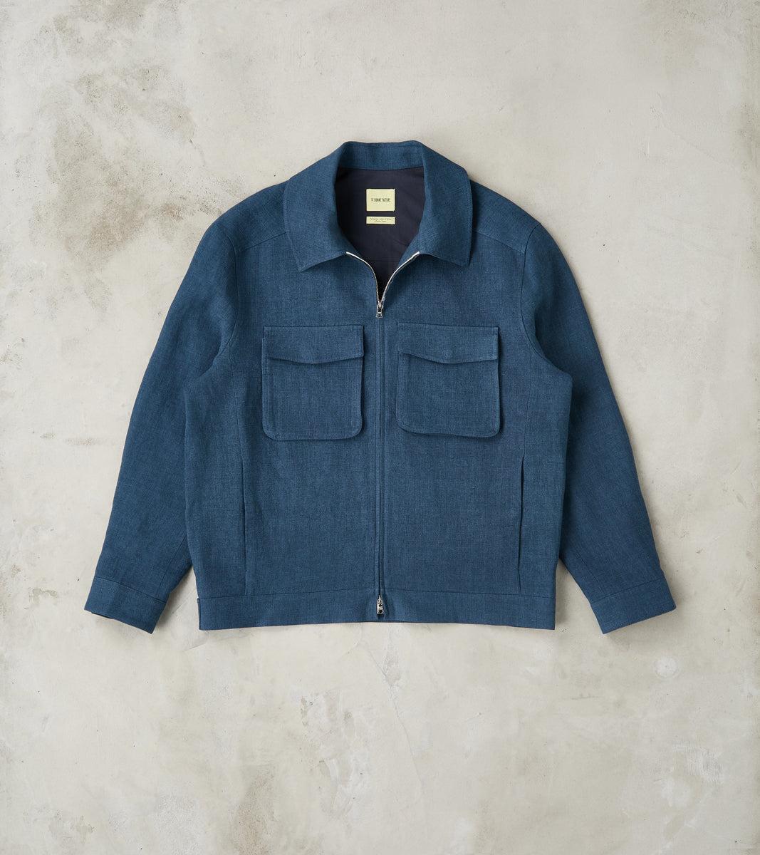 Belgium Linen & Wool Student Jacket - Prussian Blue
