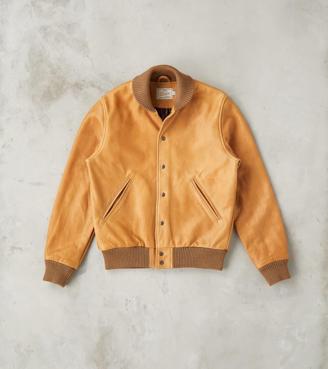 All-City Varsity Jacket - Natural Cowhide Leather - Rust