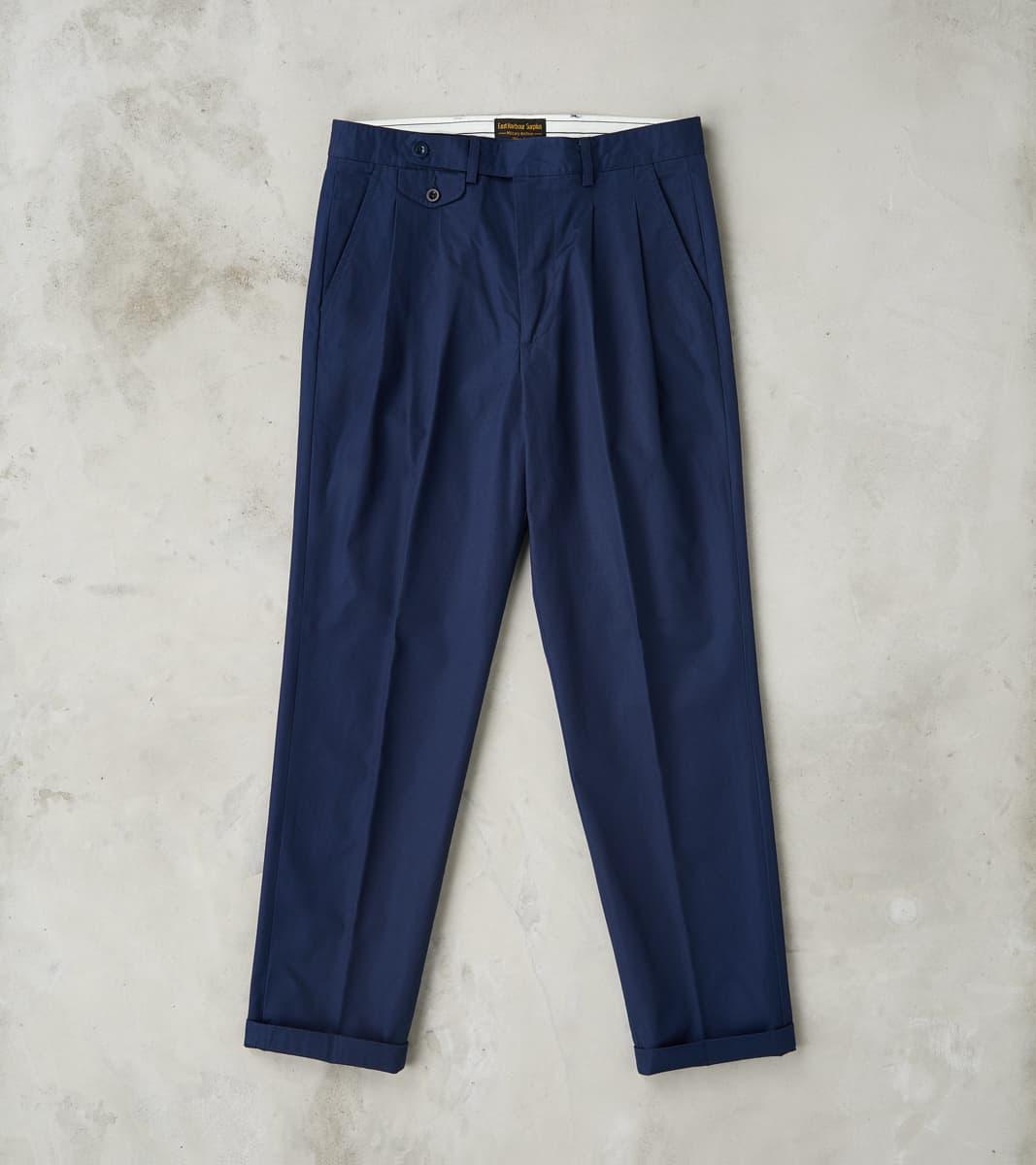 Enfield 078 Chino Trouser - Pleated Tapered - Navy Twill