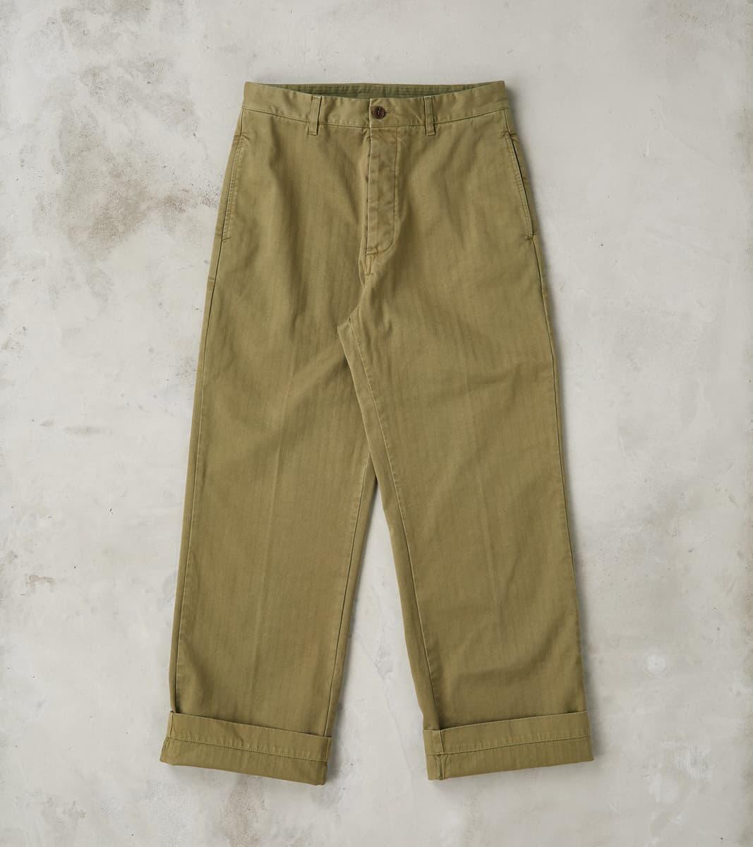 Silver Utility Trouser - Sage Herringbone Twill
