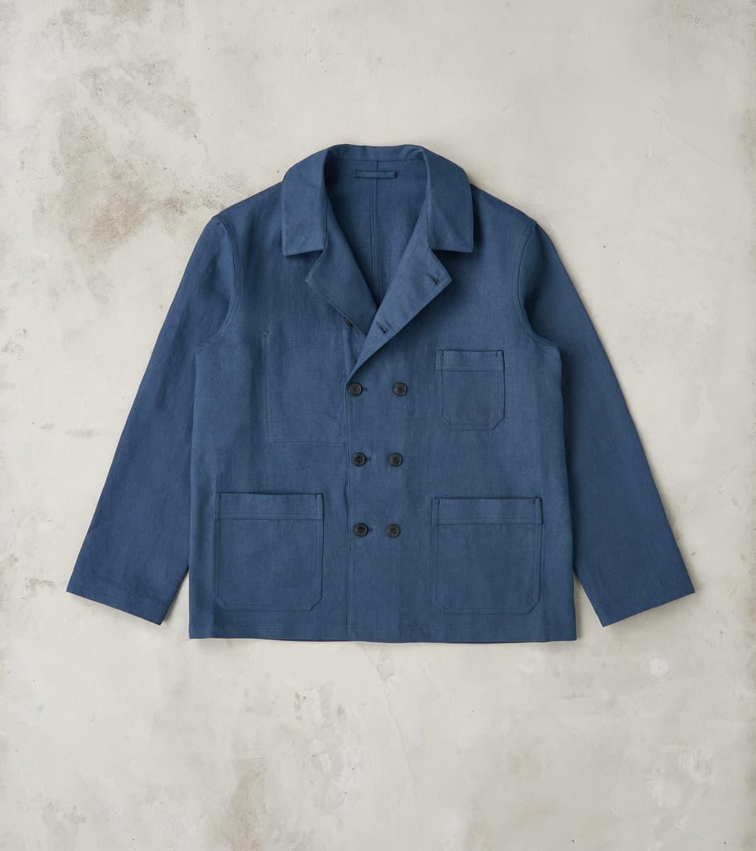 Garcon Double Breasted Work Jacket - Navy Linen Canvas