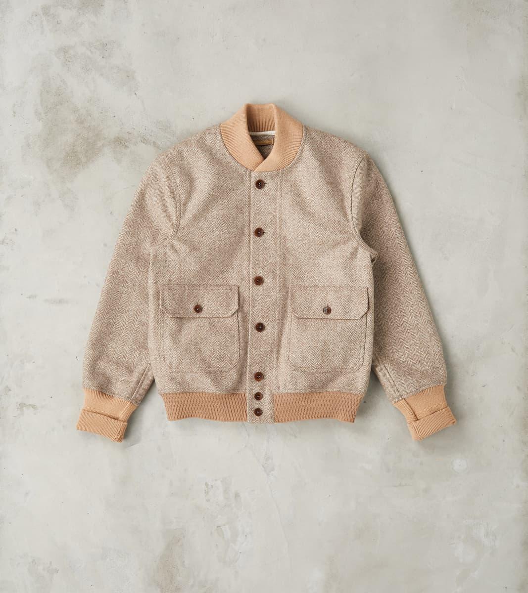 Cruiser Bomber Jacket - Beige Wool Herringbone Twill