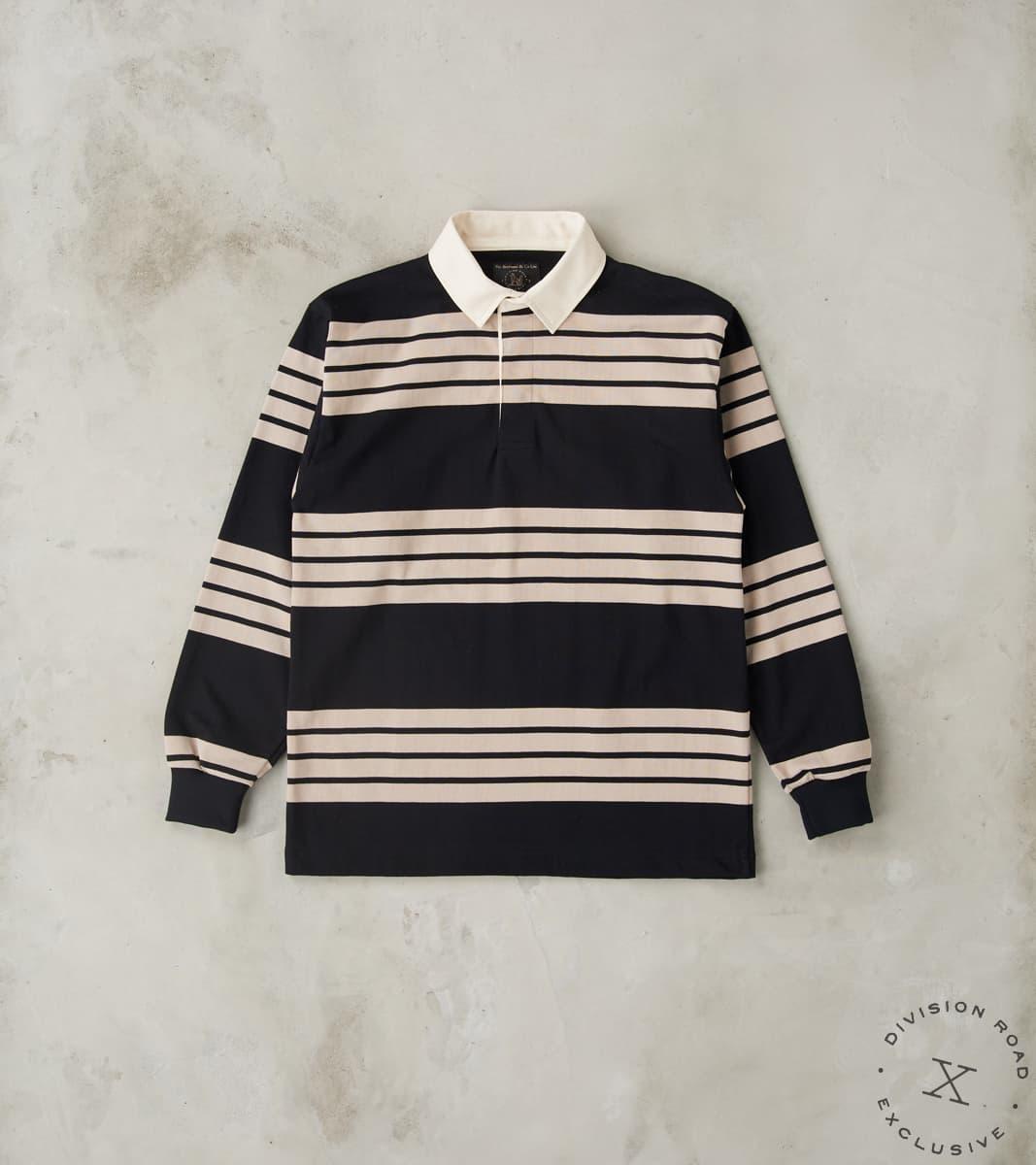Fox x DR Heritage Rugby Shirt - Black & Khaki Stripe