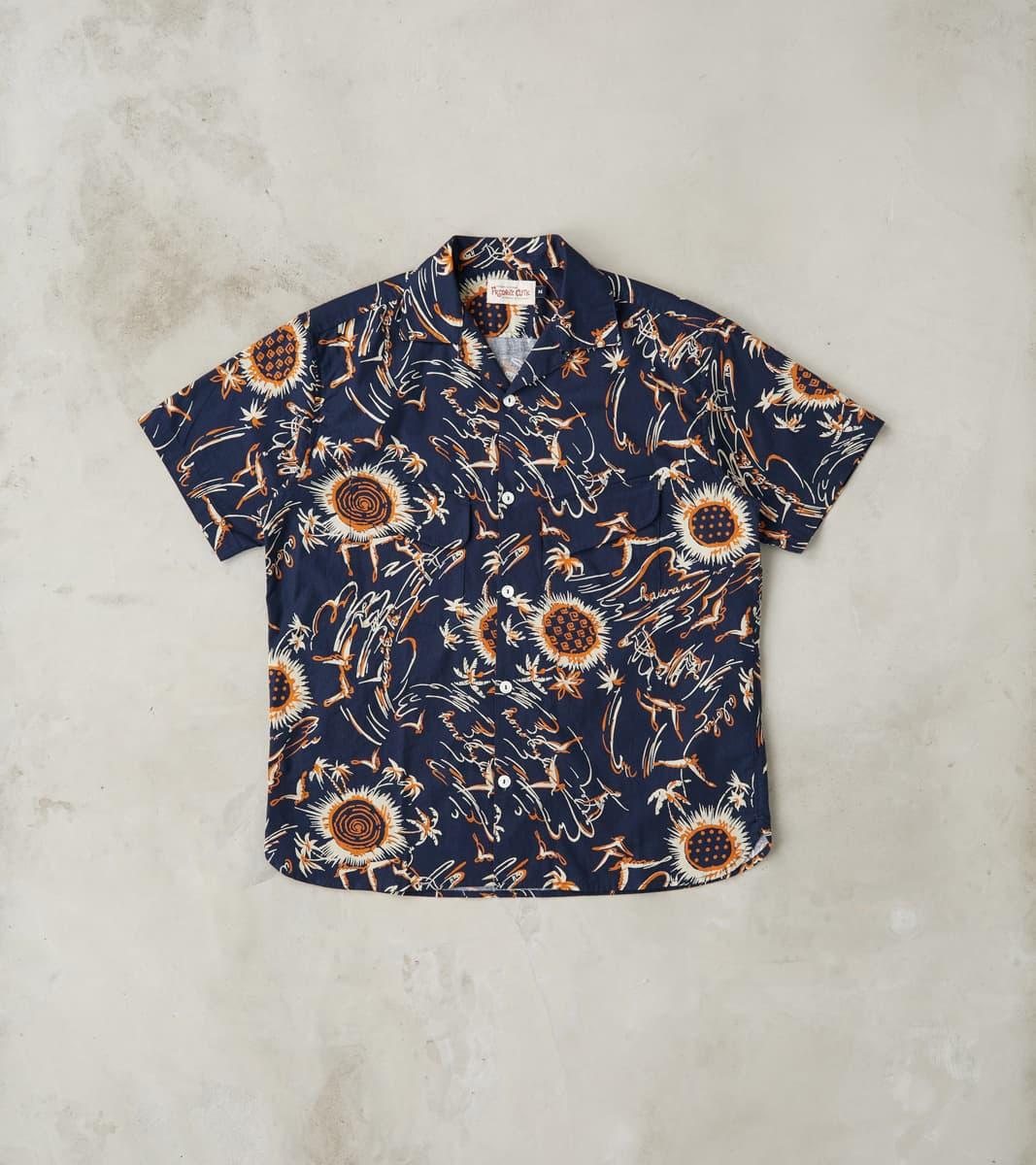 Dean Double Pocket Camp - Japanese Poplin - Navy Aloha