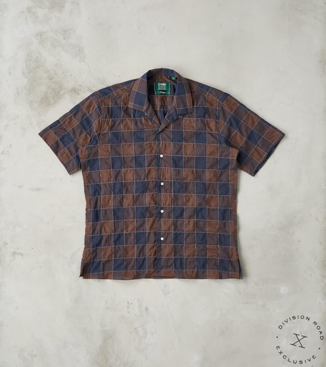 Japanese Organic Cotton Voile Checked Camp - Brown