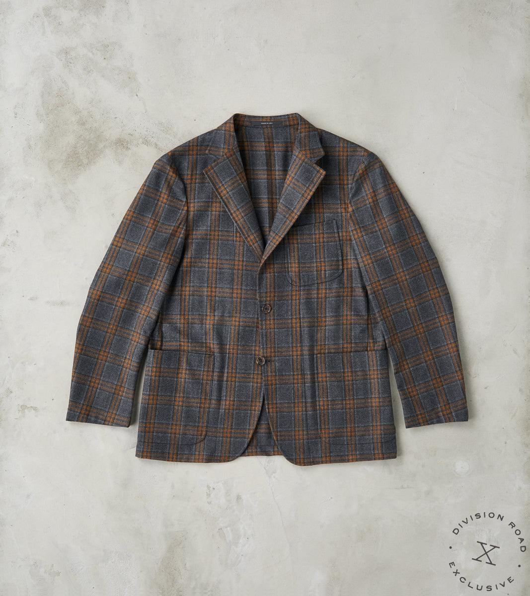 Simple Jacket- Marling & Evans® British Plaid Wool Flannel - Charcoal & Chestnut