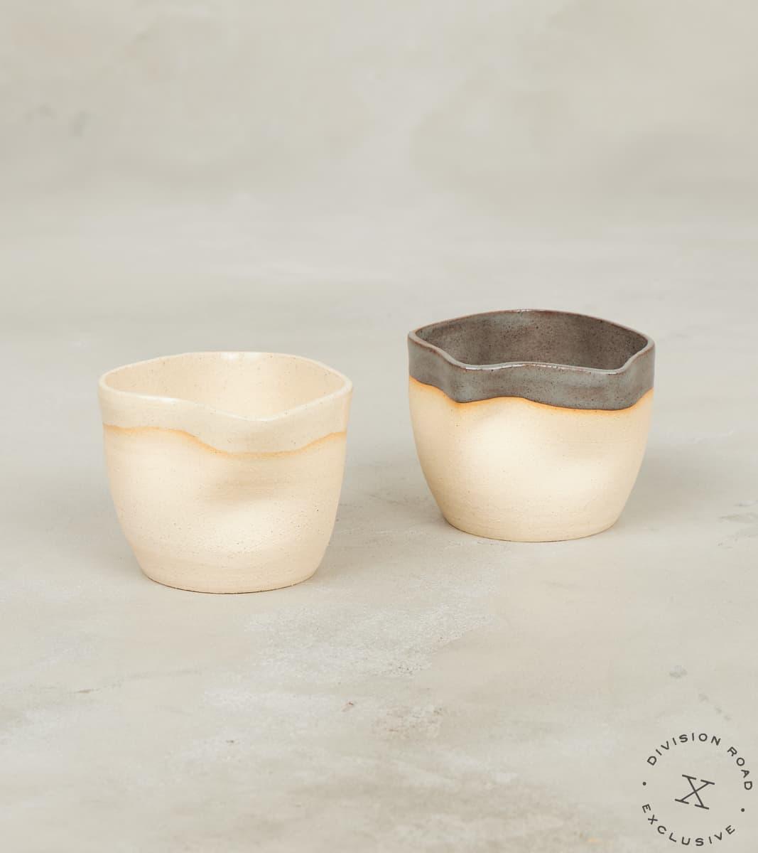 The Fields Artisan Hand Thrown Stoneware Fold Cup - Sandstone & Graphite