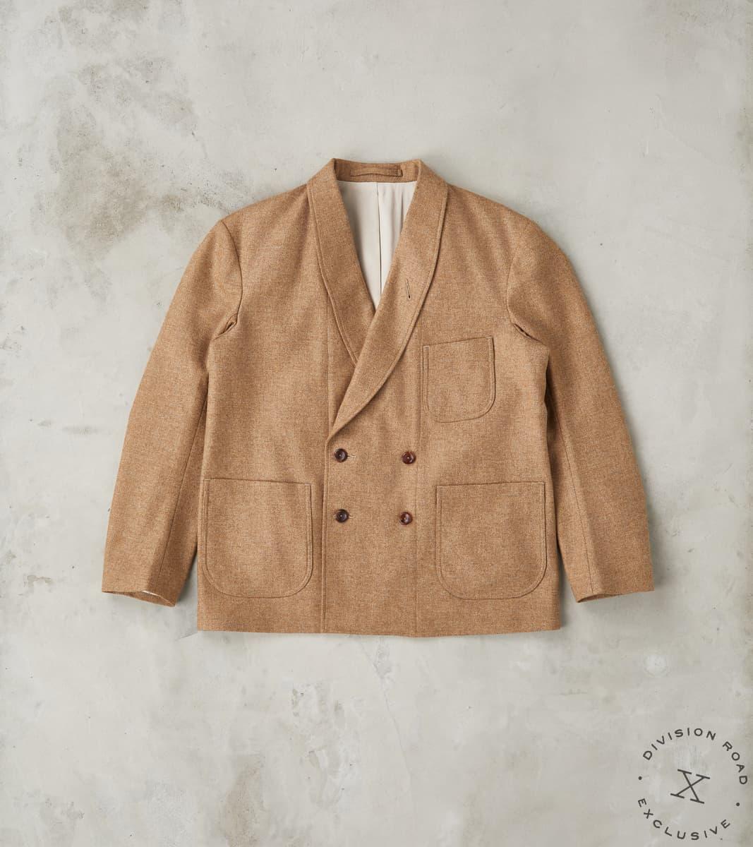 French Army Shawl Sack Jacket - Abraham Moon® Camel Merino Twill