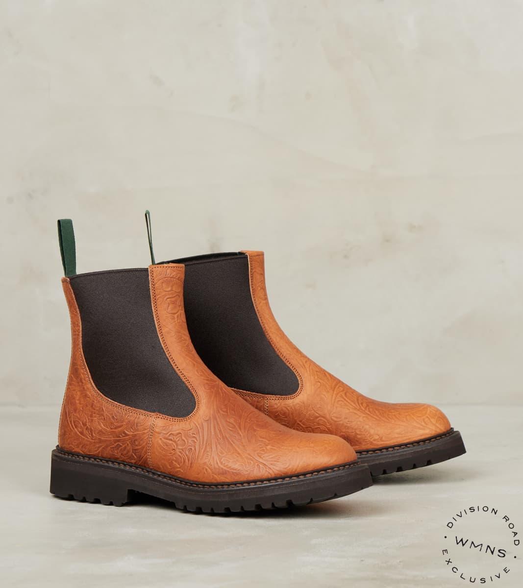 WMNs Paula Chelsea Nomad Boot - Horween Chestnut Floral Dublin