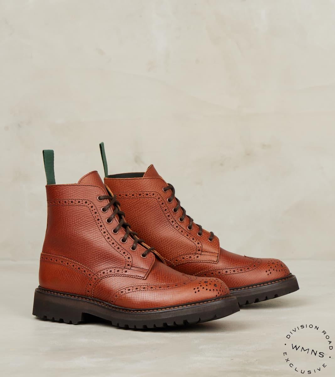 WMNs Stephy Brogue Nomad Boot - Horween Sienna Pioneer Hatch Grain