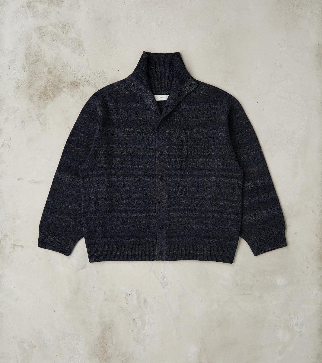 Gradation Trace of Repair High Neck Cardigan - Navy Black