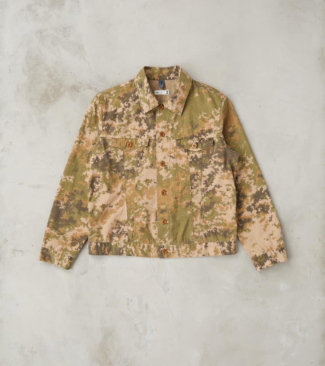 Trucker Jacket - Camo Garment Dye Cotton Cloth - Beige