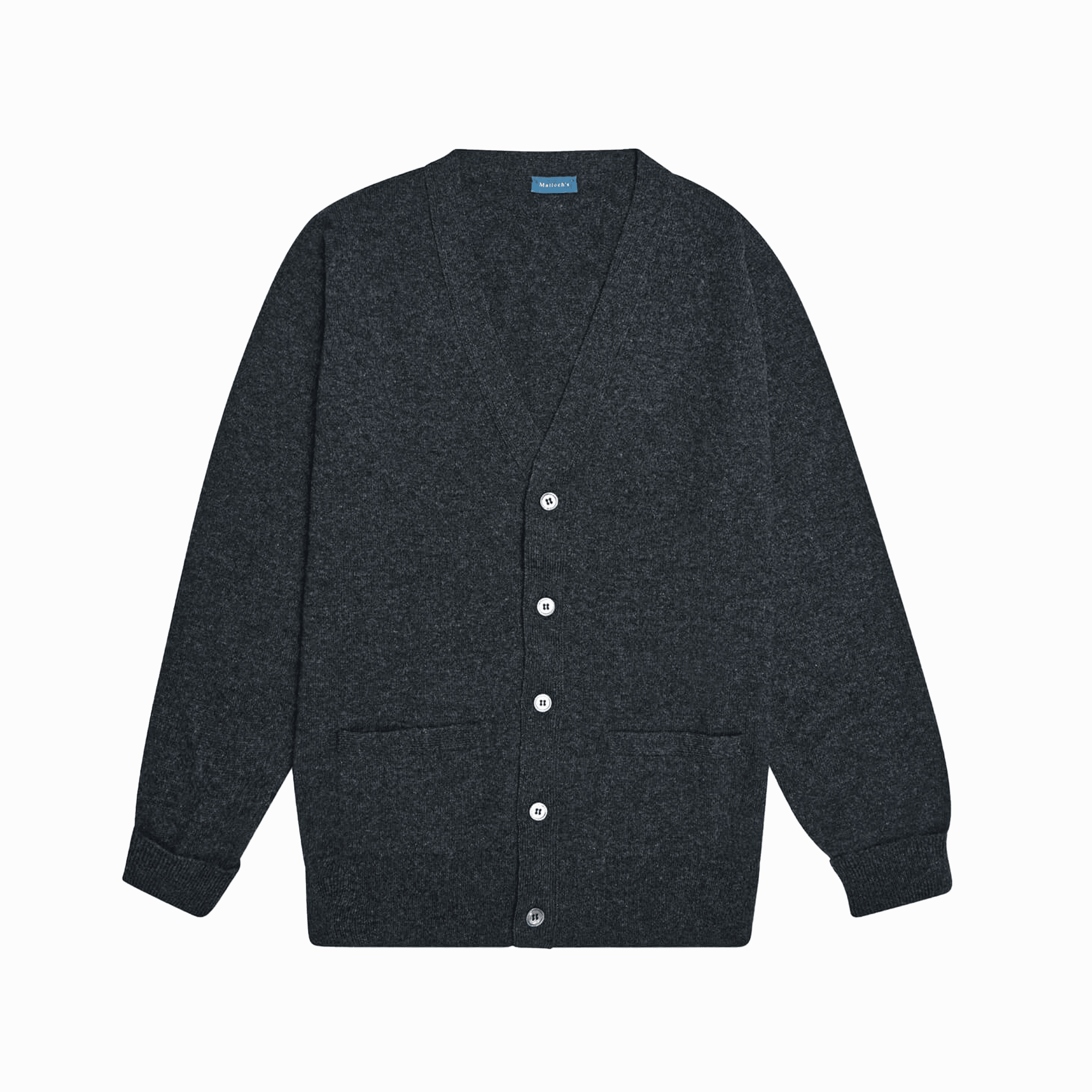 Charcoal Stewart Fine Lambswool Cardigan | Perennial Knitwear