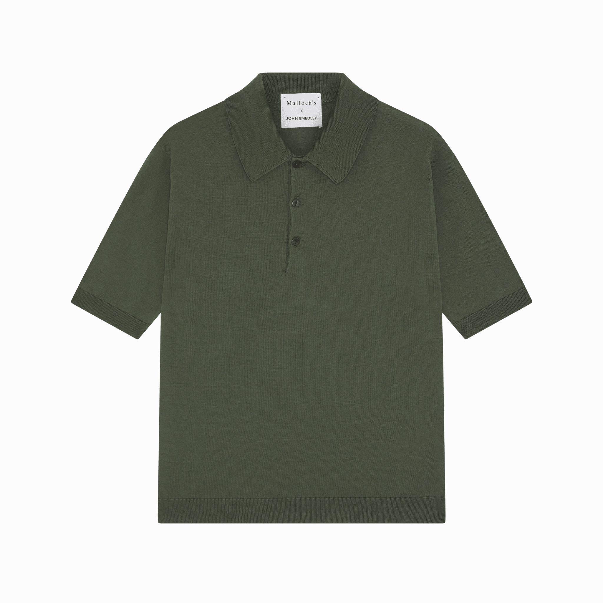 x John Smedley Khaki Green Cromford Sea Island Cotton Polo Shirt