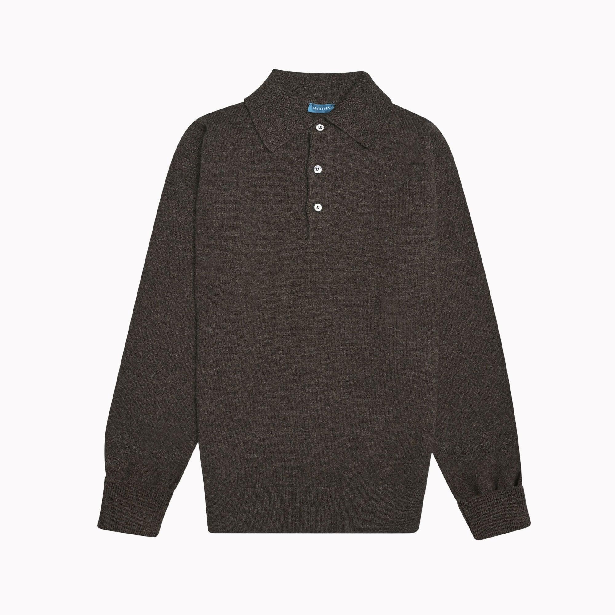 Brown Kelly Sports Collar Lambswool Jumper | Understated Luxury Knitwear