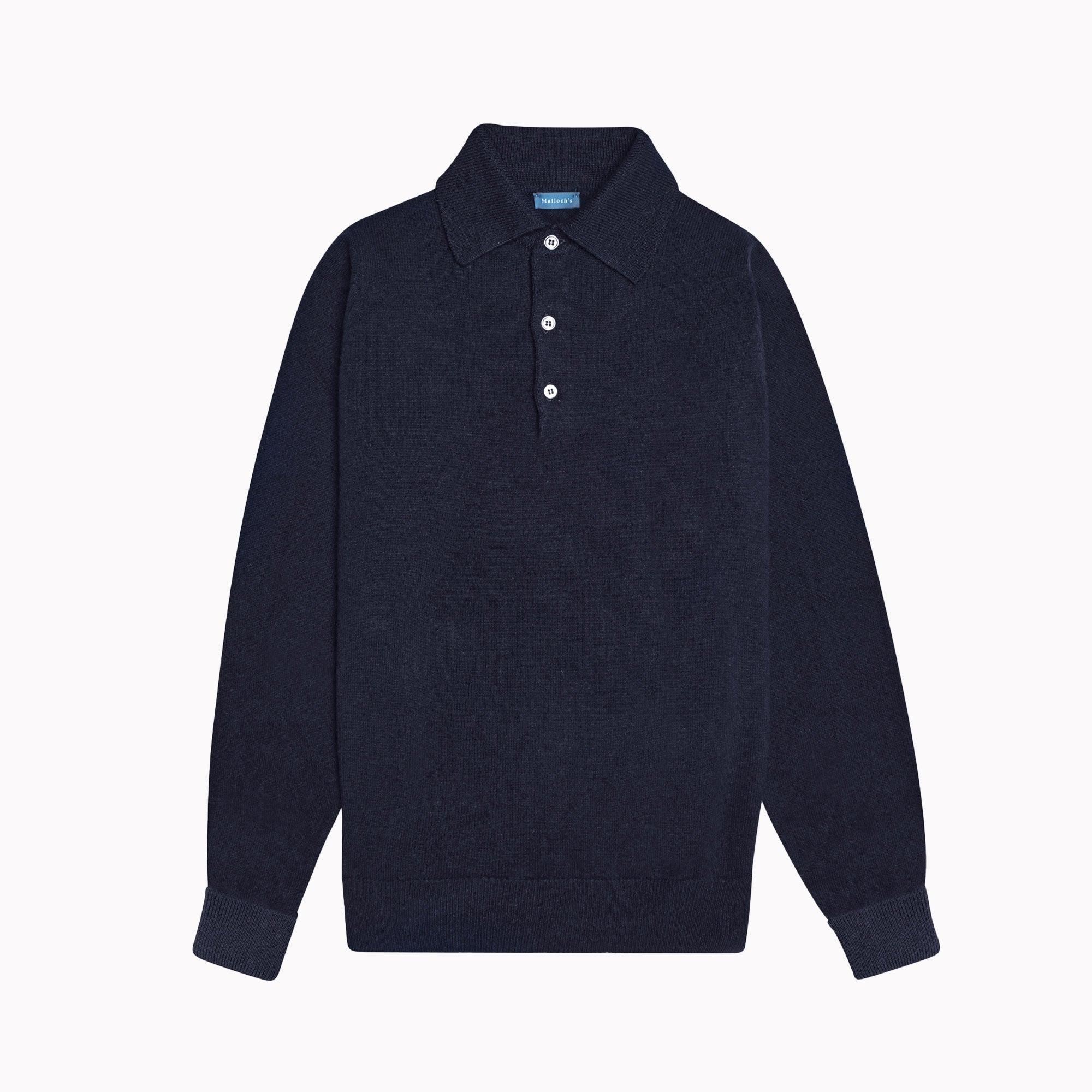 Navy Kelly Sports Collar Lambswool Jumper | Understated Luxury Knitwear