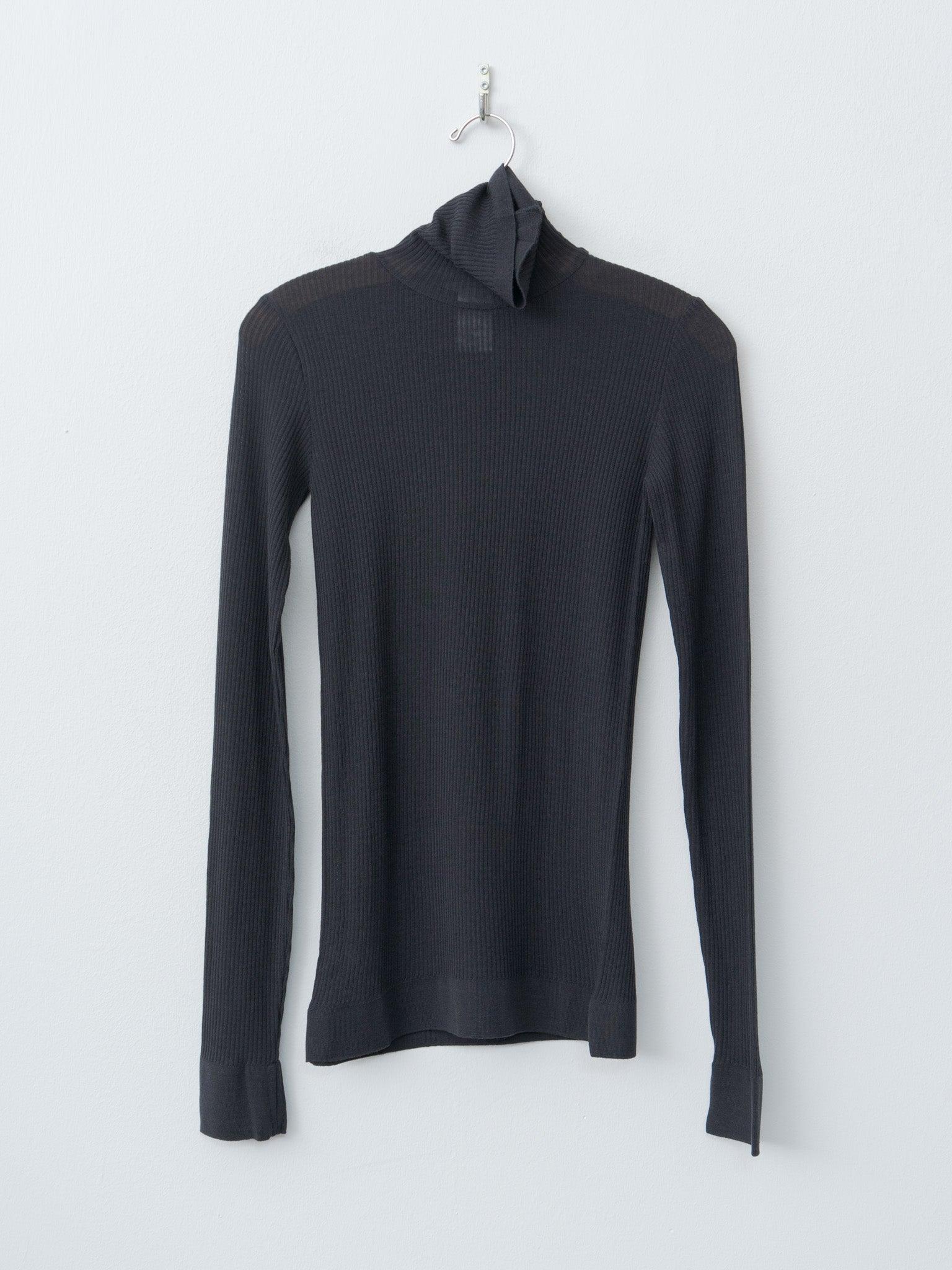 Seamlesss High Neck Top - Granite Black