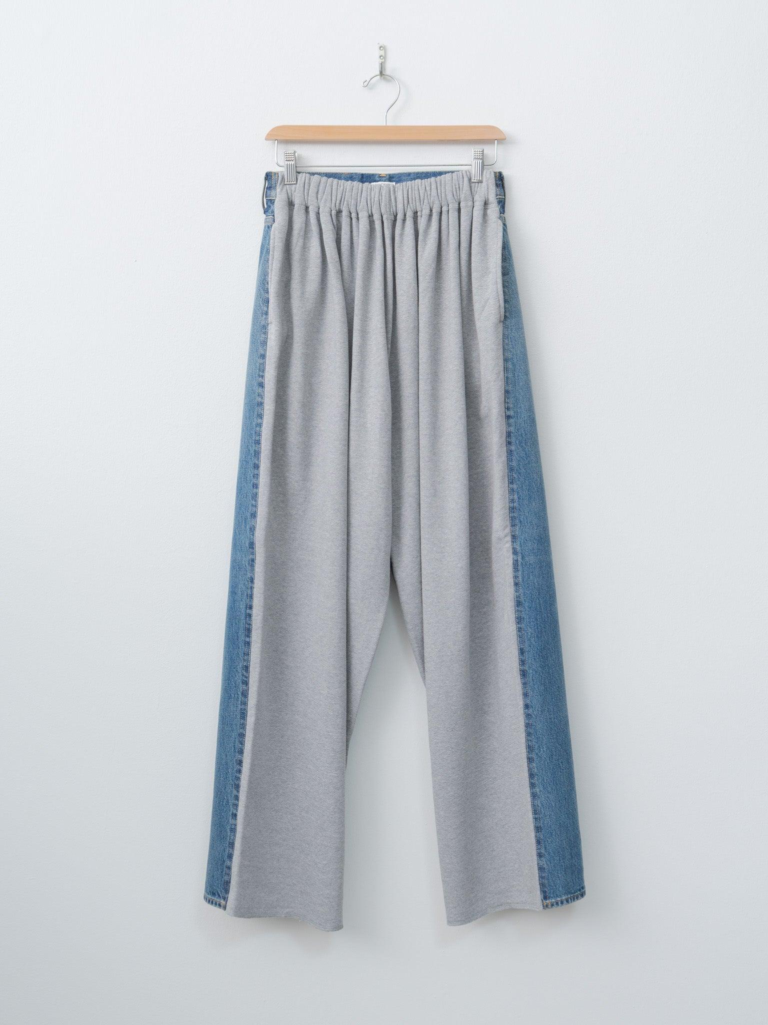Hybrid Sweat Denim Pants - Blue Used x Light Gray