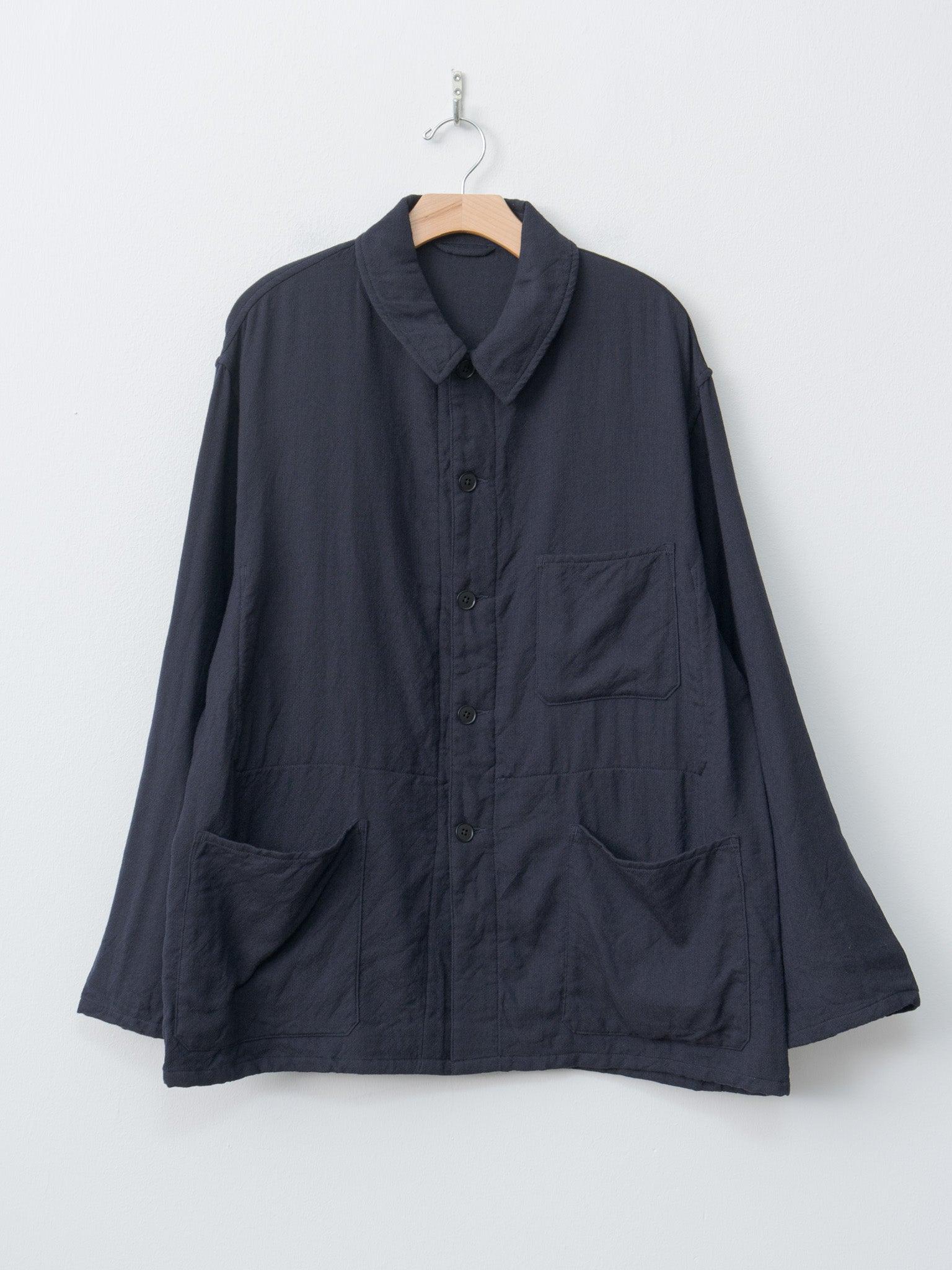 Wool Gauze Work Shirt Jacket - Navy