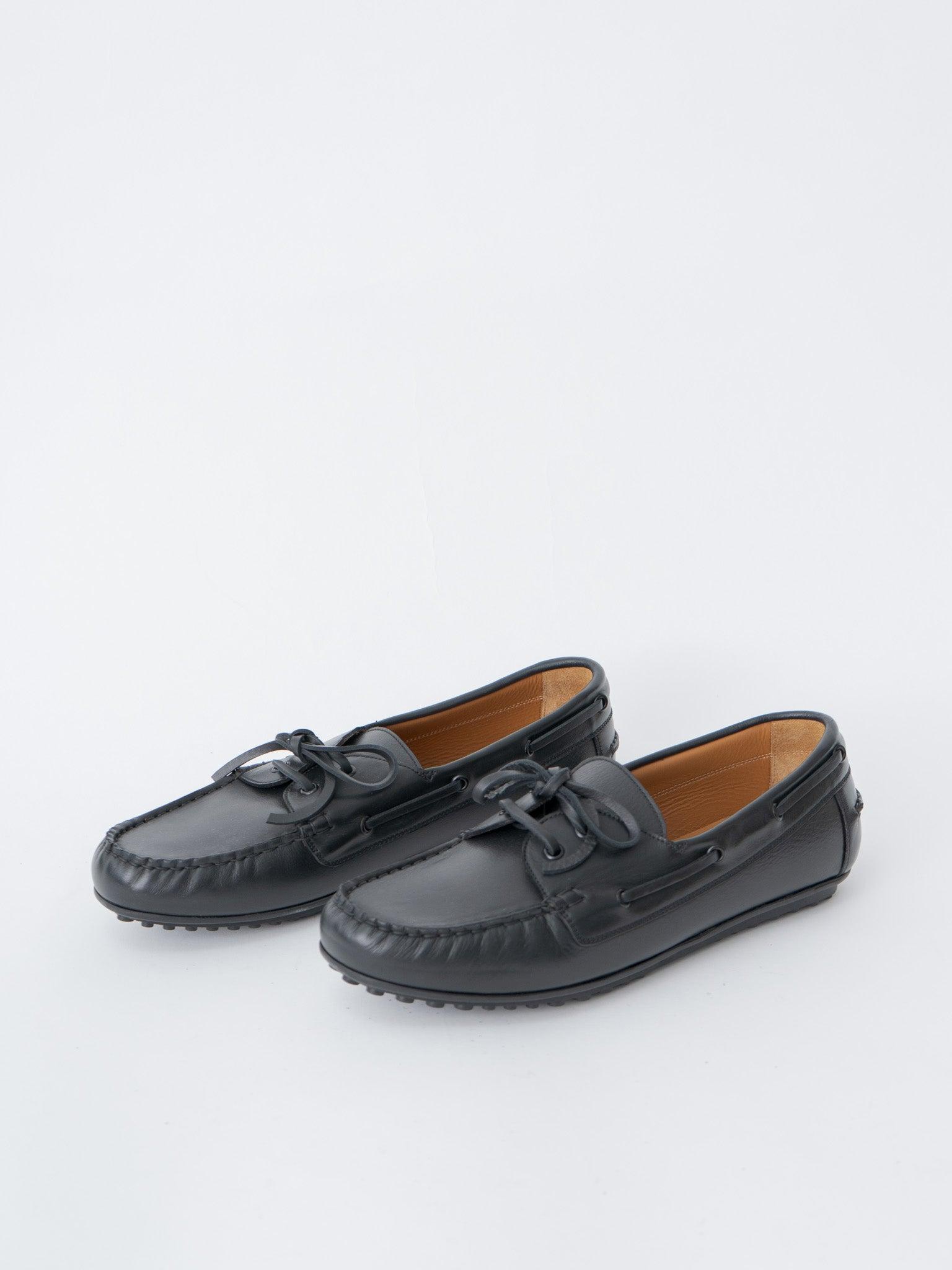 730FDL Italian Navy Military Deck Shoes - Black (women's)