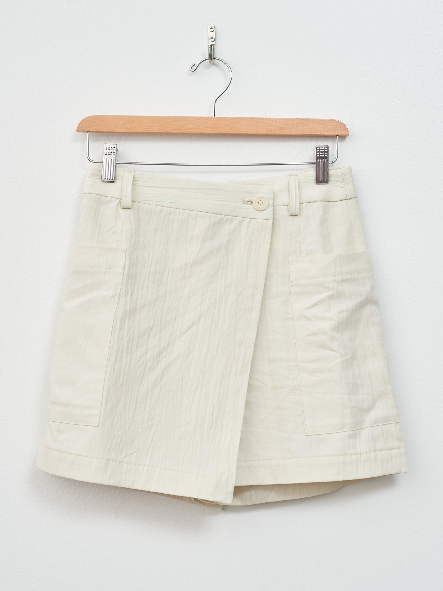 Crinkled Cotton Linen Skort - Ivory
