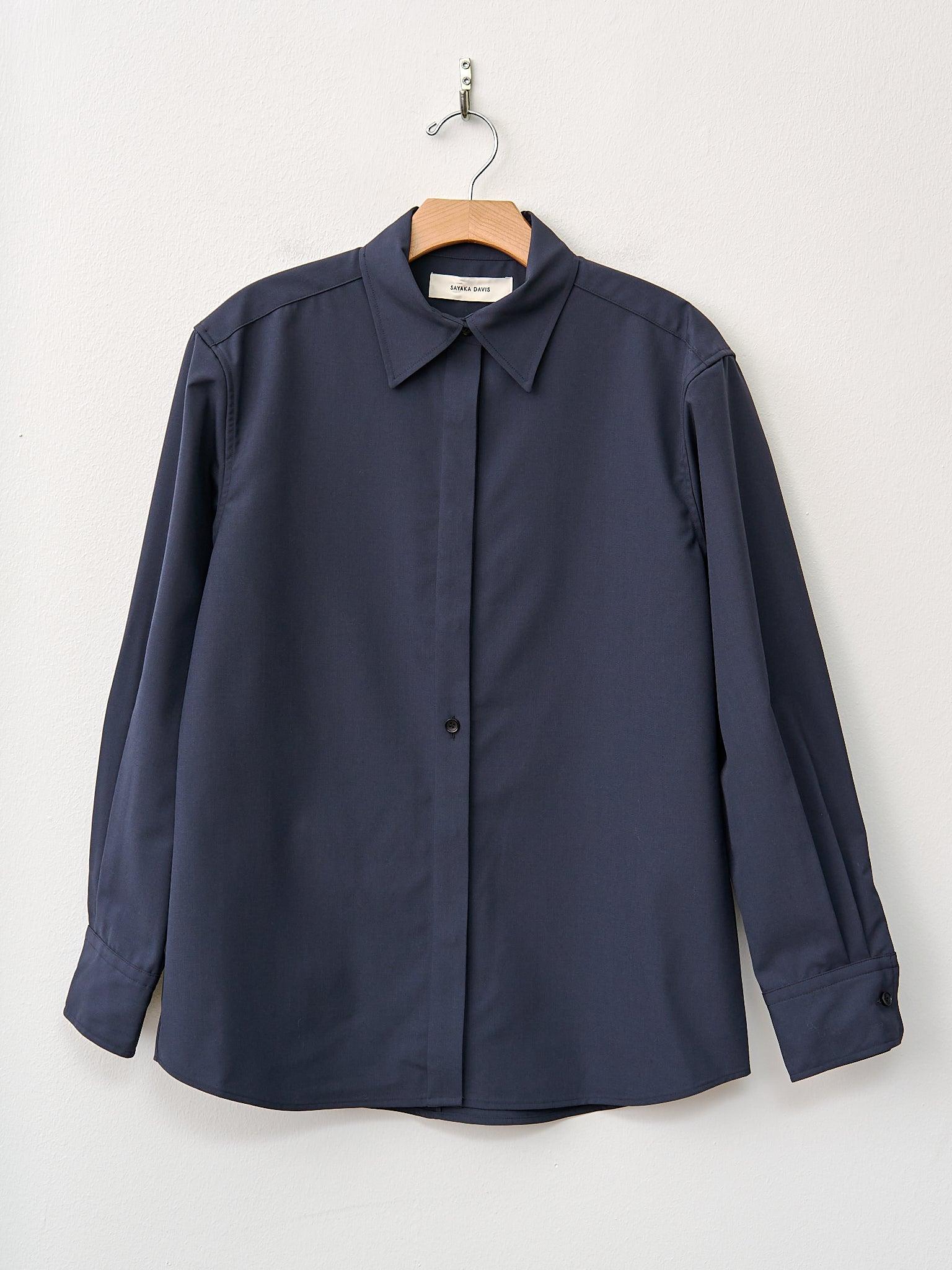 Slim Wool Shirt - Navy