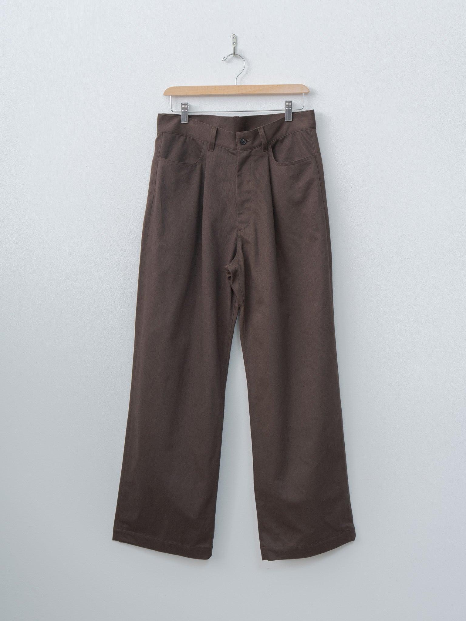 Brushed Chino One Tuck Wide Pants - Brown