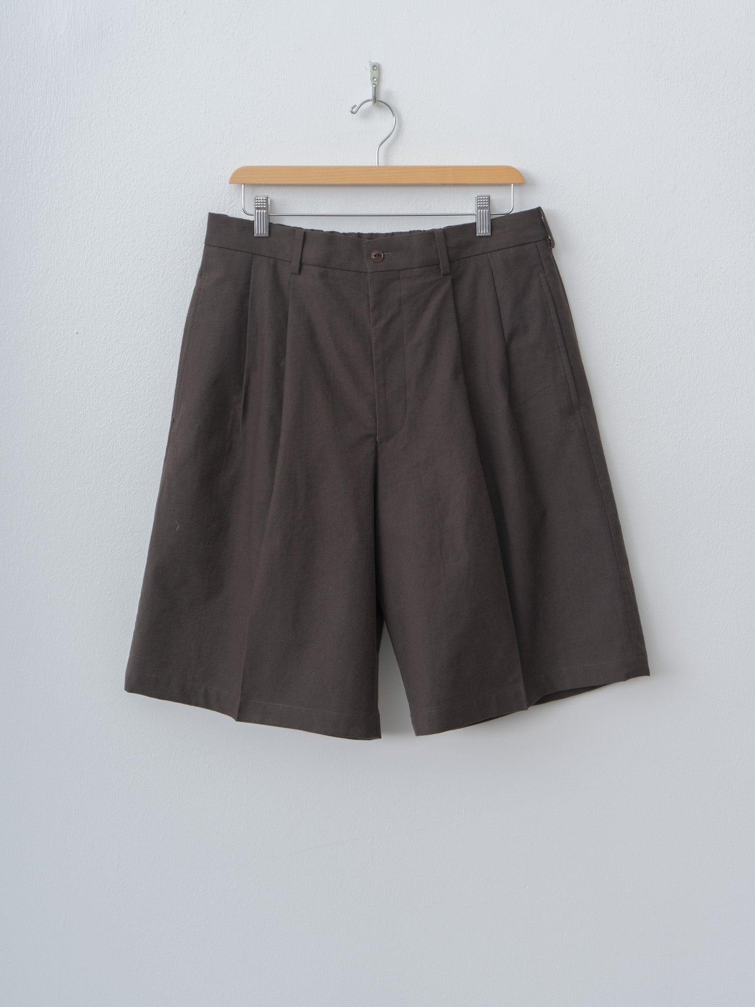 Double Pleated Shorts - Brown