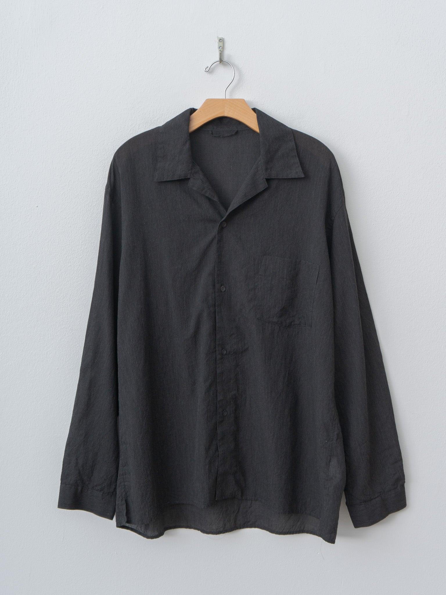 Silk-Co Voile L/S Open Collar Shirt - Heather Charcoal