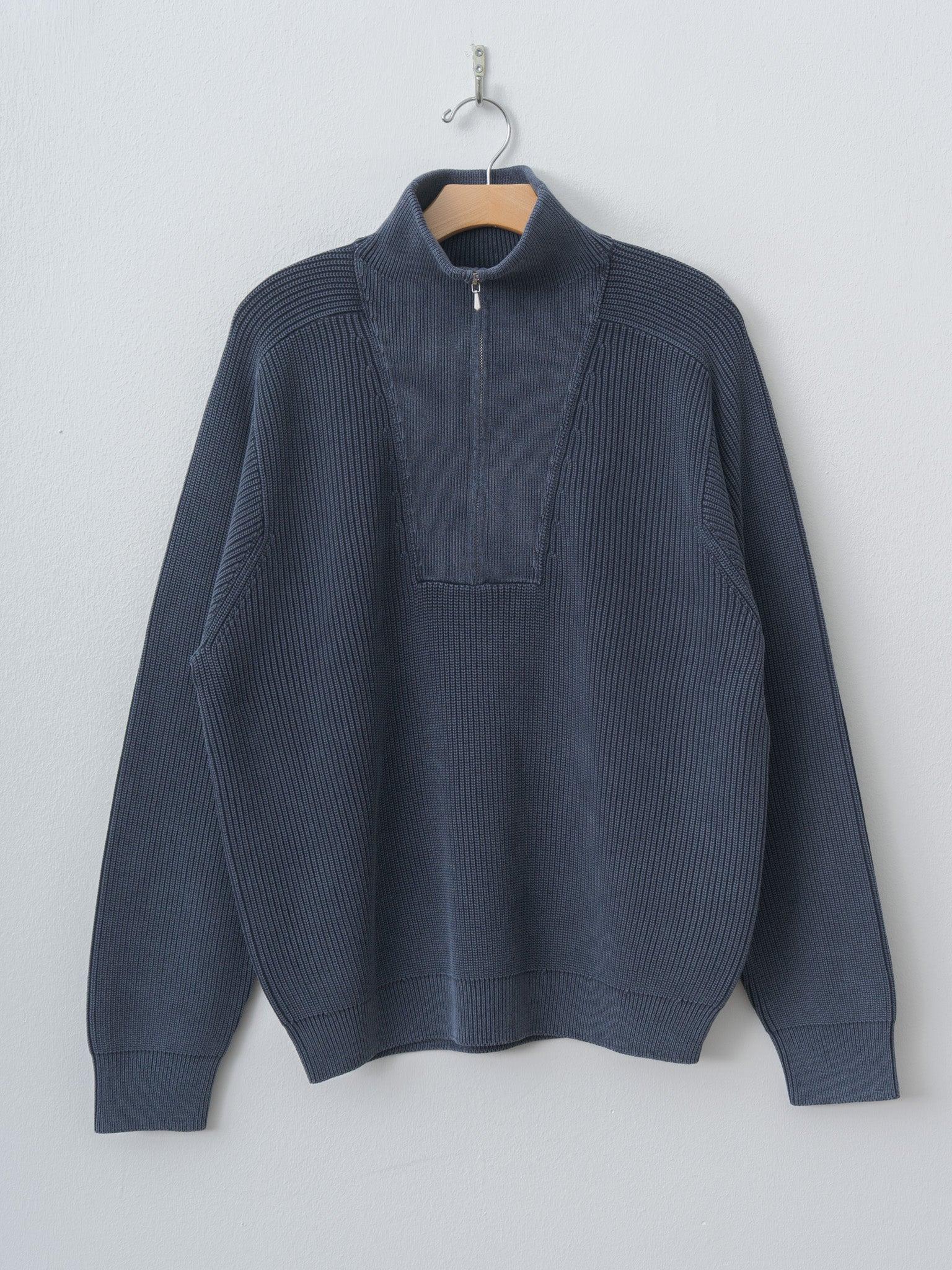 Faded Stonewash Knit Zip P/O - Faded Navy