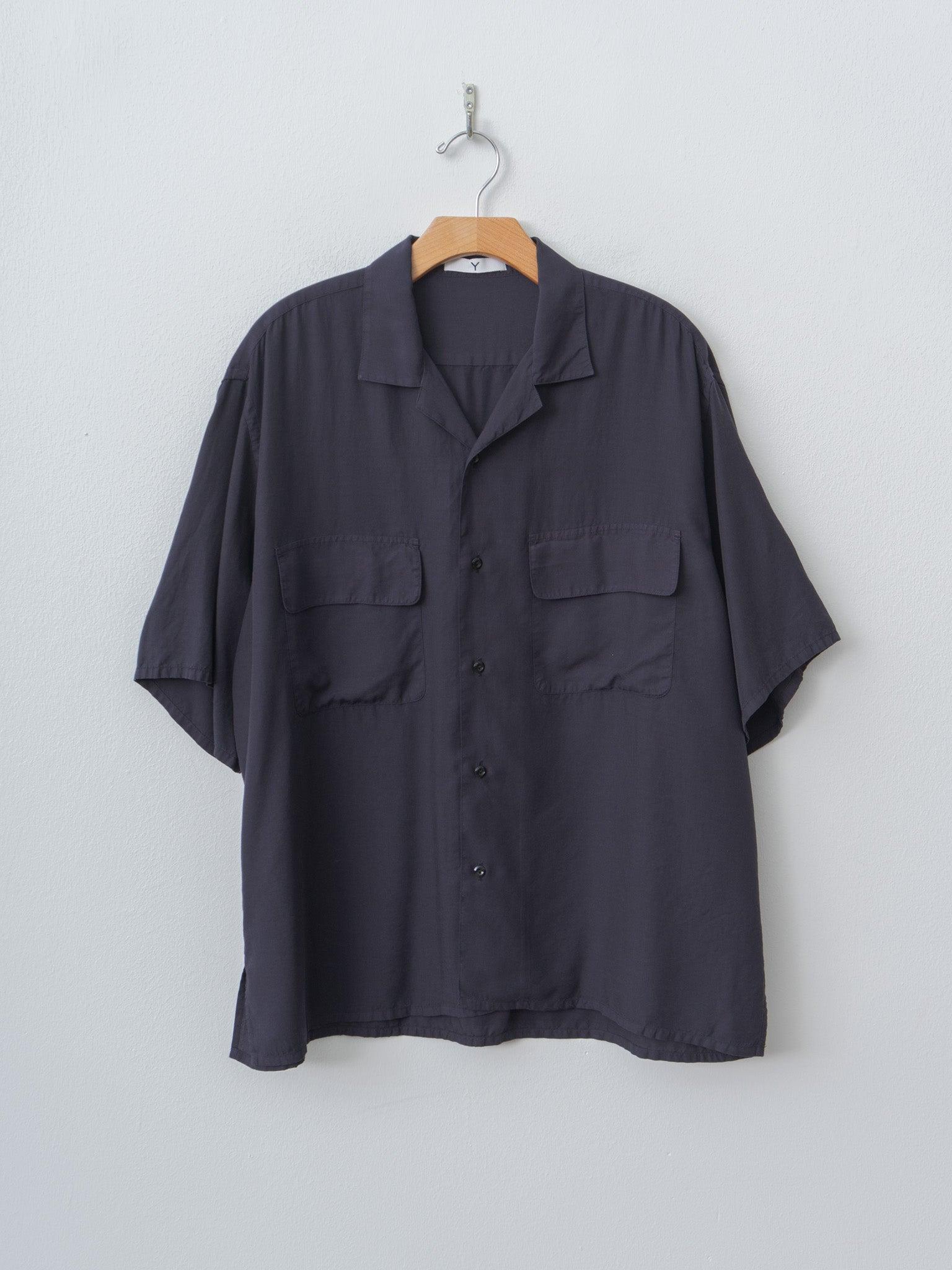 Tencel Poplin Open Collar Shirt - Navy