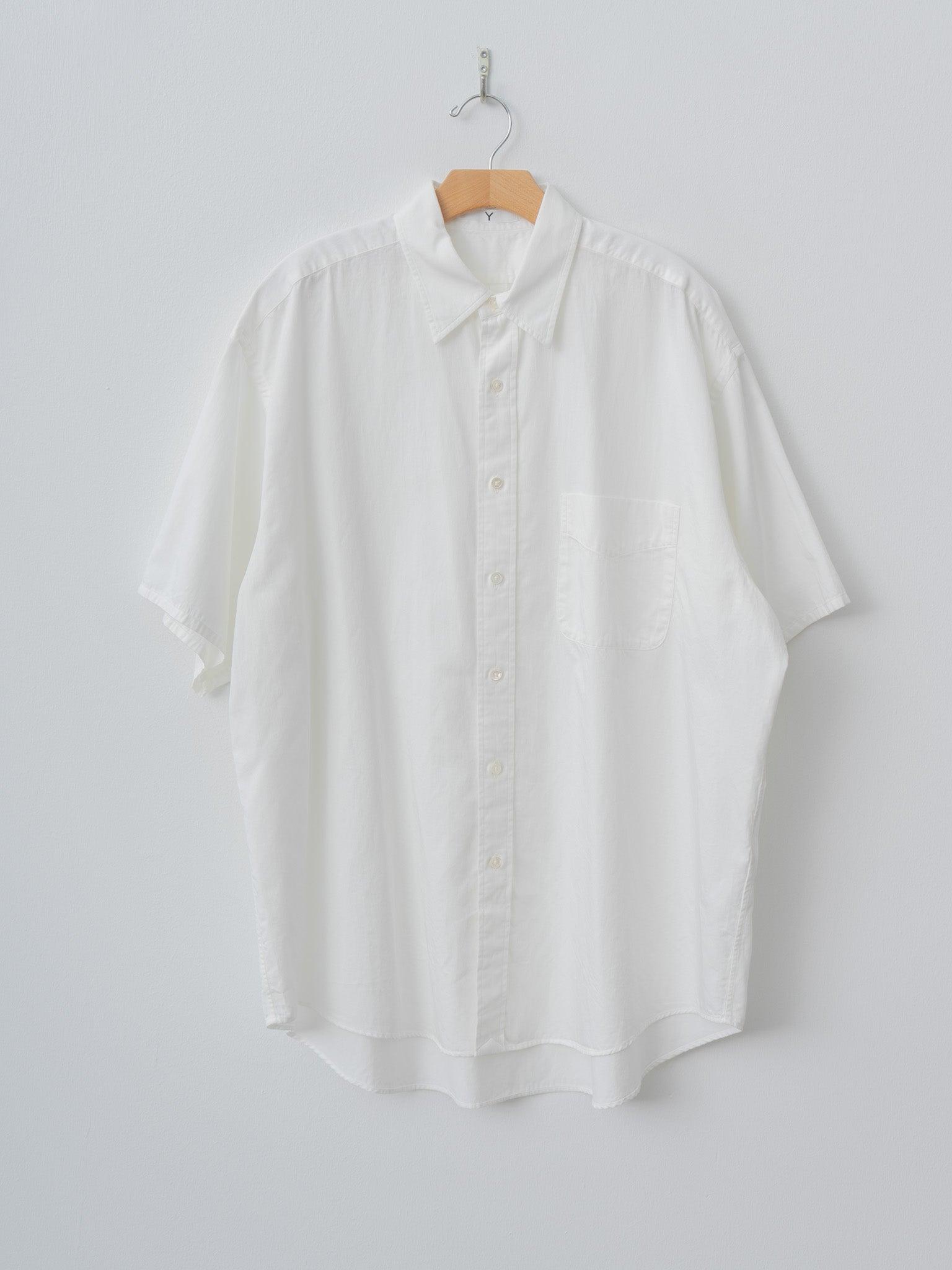 Organic Cotton Washer Satin Short Sleeve Shirt - White
